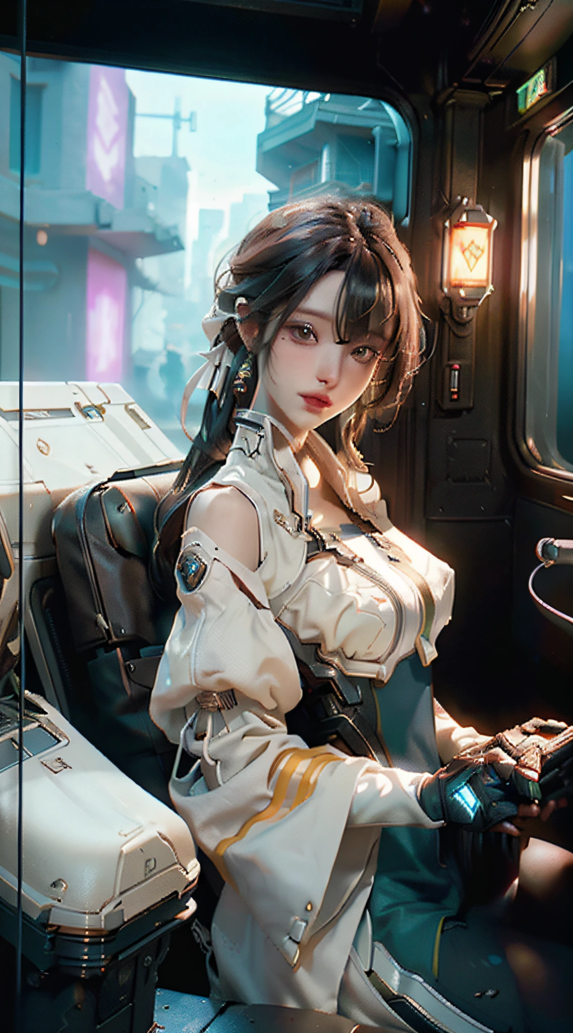 ((Best quality)), ((masterpiece)), (detailed:1.4), 3D, an image of a beautiful cyberpunk female,HDR (High Dynamic Range),Ray Tracing,NVIDIA RTX,Super-Resolution,Unreal 5,Subsurface scattering,PBR Texturing,Post-processing,Anisotropic Filtering,Depth-of-field,Maximum clarity and sharpness,Multi-layered textures,Albedo and Specular maps,Surface shading,Accurate simulation of light-material interaction,Perfect proportions,Octane Render,Two-tone lighting,Wide aperture,Low ISO,White balance,Rule of thirds,8K RAW,