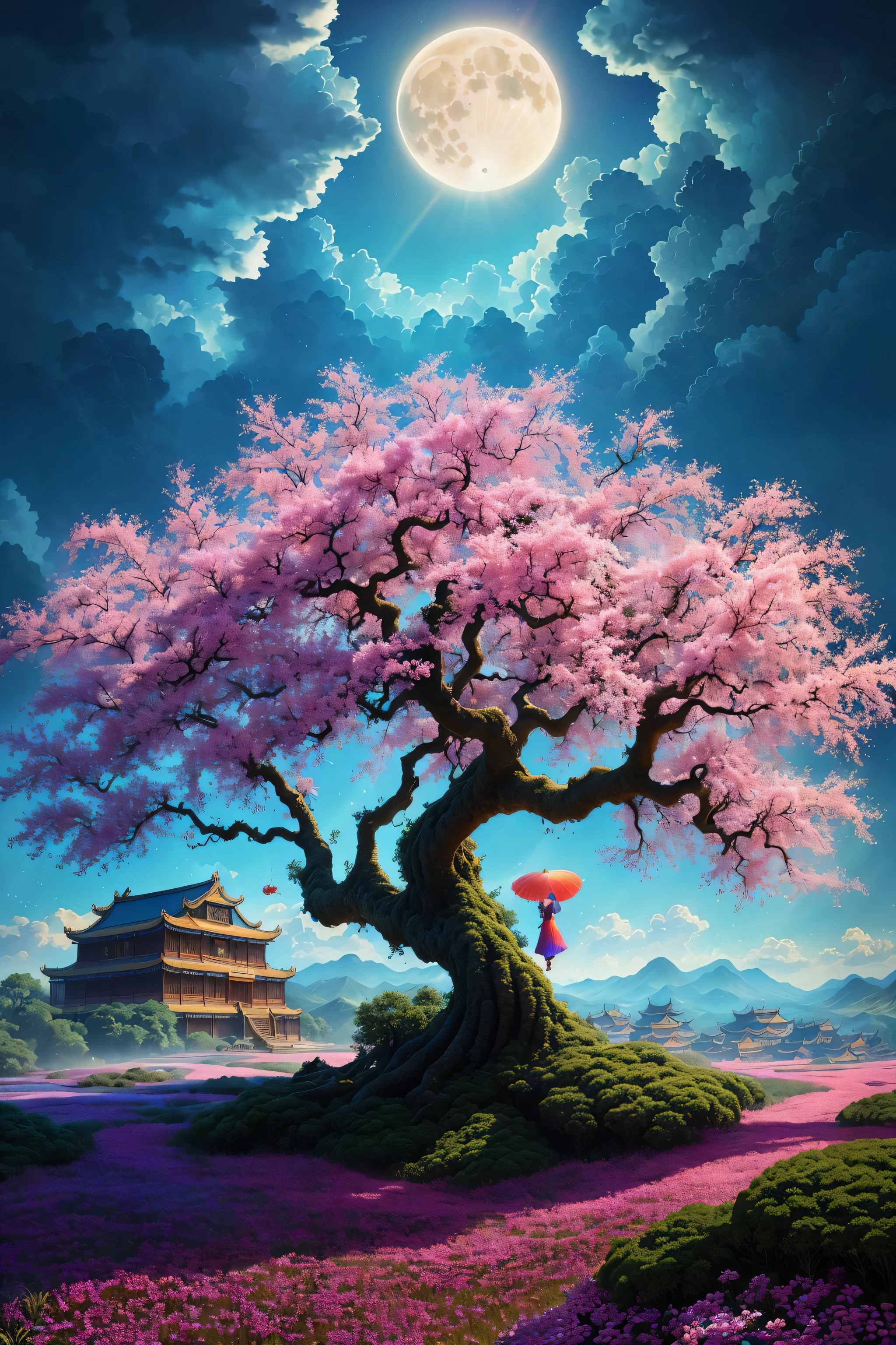 (8k, RAW photo:1.2),best quality, ultra high res,dramatic angle,(fluttered detailed color splashs), (illustration),(((1 girl))),(long hair),(rain:0.9),(hair ornament:1.4),there is an ancient palace beside the girl,(((chinese clothes))),(focus on), color Ink wash painting,(color splashing),colorful splashing,((colorful)),(((cool colors))),(((Tang dinasty)))(sketch:0.8), Masterpiece,best quality, beautifully painted,highly detailed,(denoising:0.6),[splash ink],((ink refraction)), (beautiful detailed sky),moon,highly,detaild,(masterpiece, best quality, extremely detailed CG unity 8k wallpaper,masterpiece, best quality, ultra-detailed),(Lycoris radiata), architecture,