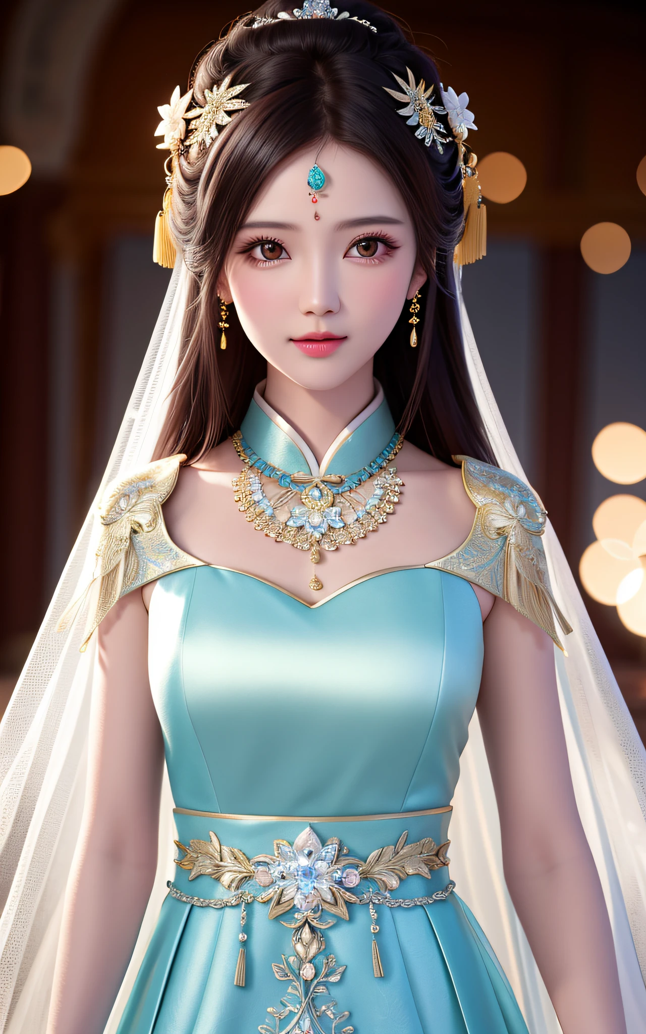 best quality, masterpiece, highres, 1girl,china wedding dress,hair ornament,necklace, jewelry,Beautiful face,upon_body, tyndall effect,photorealistic, dark studio, rim lighting, two tone lighting,(high detailed skin:1.2), 8k uhd, dslr, soft lighting, high quality, volumetric lighting, candid, Photograph, high resolution, 4k, 8k, Bokeh