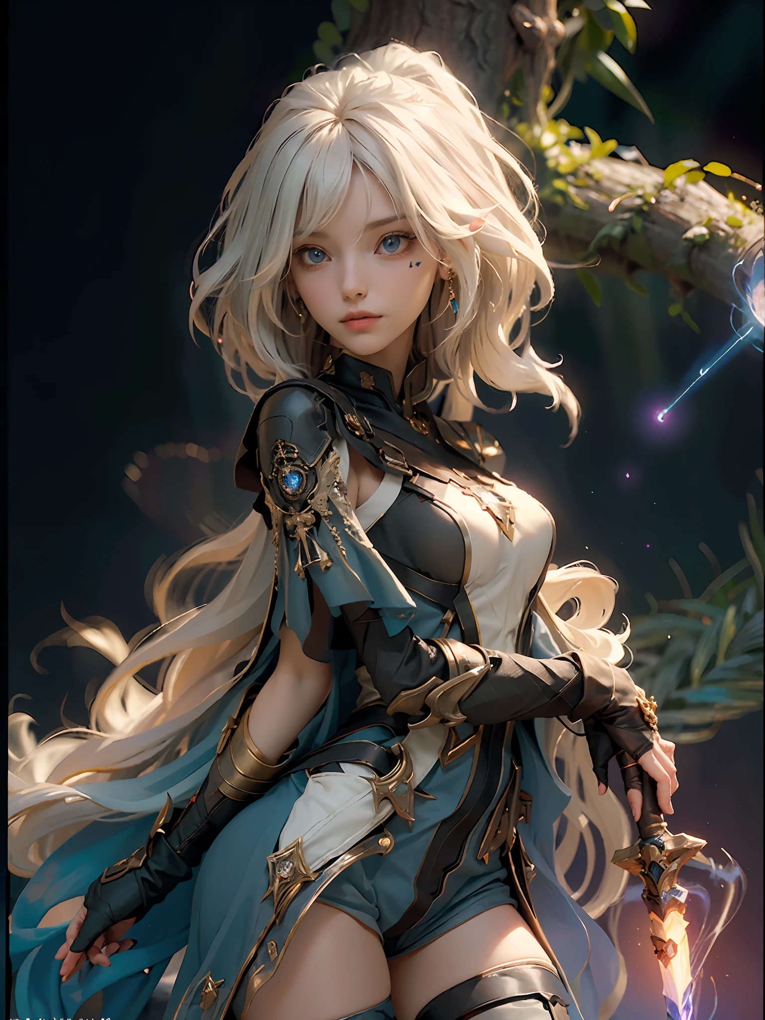 ((Best Quality)), ((Masterpiece)), (Details: 1.4), 3D, bust, (Little Girl), (solo: 1.3), Portrait, (Straight Face)), (Body Front), (A Beautiful Pixie Loli Image), (Small breasts: 1.3), ((bust)), (upper body), (slender perfect body: 1.2), (perfect face: 1.2), (young face: 1.3), (perfect eyes), (perfect hands), (perfect fingers), (soft and simple hair: 1.5), (simple tight clothes: 1.3), (tight shorts), golden hair, collar, (metal gloves: 1.2), (weapons), chains, in the distant future, the line between science fiction and fantasy has disappeared, and the world is an awesome tapestry of wonder. Enter a universe where magic and technology coexist in harmony and shape the fate of civilization in the vast expanse of space. At the heart of this field is celestial relations, an interstellar center of mysterious energy and technological wonders. Here, arcane knowledge is intertwined with cutting-edge science, giving birth to a society brimmed with the power of ancient spells, while occult arts enhance technology. As a young explorer, embark on a grand adventure destined to unlock the secrets of the celestial bond. As you travel through the uncharted realms of the universe, encounter various civilizations full of creatures with extraordinary abilities. From the ethereal spire of the elves, where the art of traveling across dimensions is perfected, to the cybernetic enclave of the Android Group, witness the tapestry of life where magic and technology intertwine. Unleash your latent power as you adapt to the energy flowing through the Nexus. Take advantage of the ancient spells of forgotten witchcraft to propel your starship through the vast universe. Wield enchanted weapons infused with futuristic enhancements to shape surging energy and engage in epic battles against cosmic abominations and intergalactic tyrants. Uncover the origins of this harmonious blend of magic and technology as you delve into the mysterious realm of celestial relationships. Discover ancient prophecies th