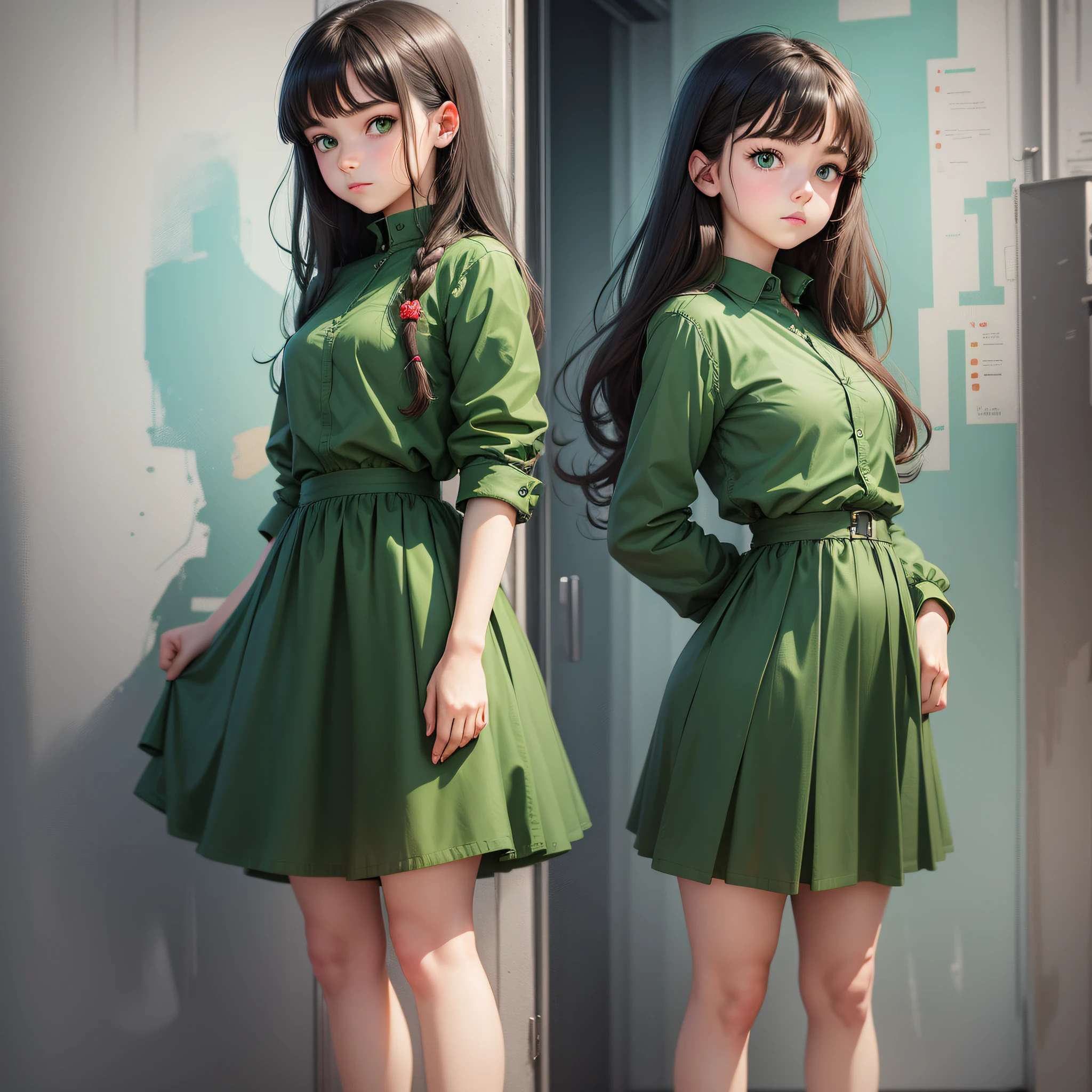  girl, green eyes, profile picture, full body --auto --s2