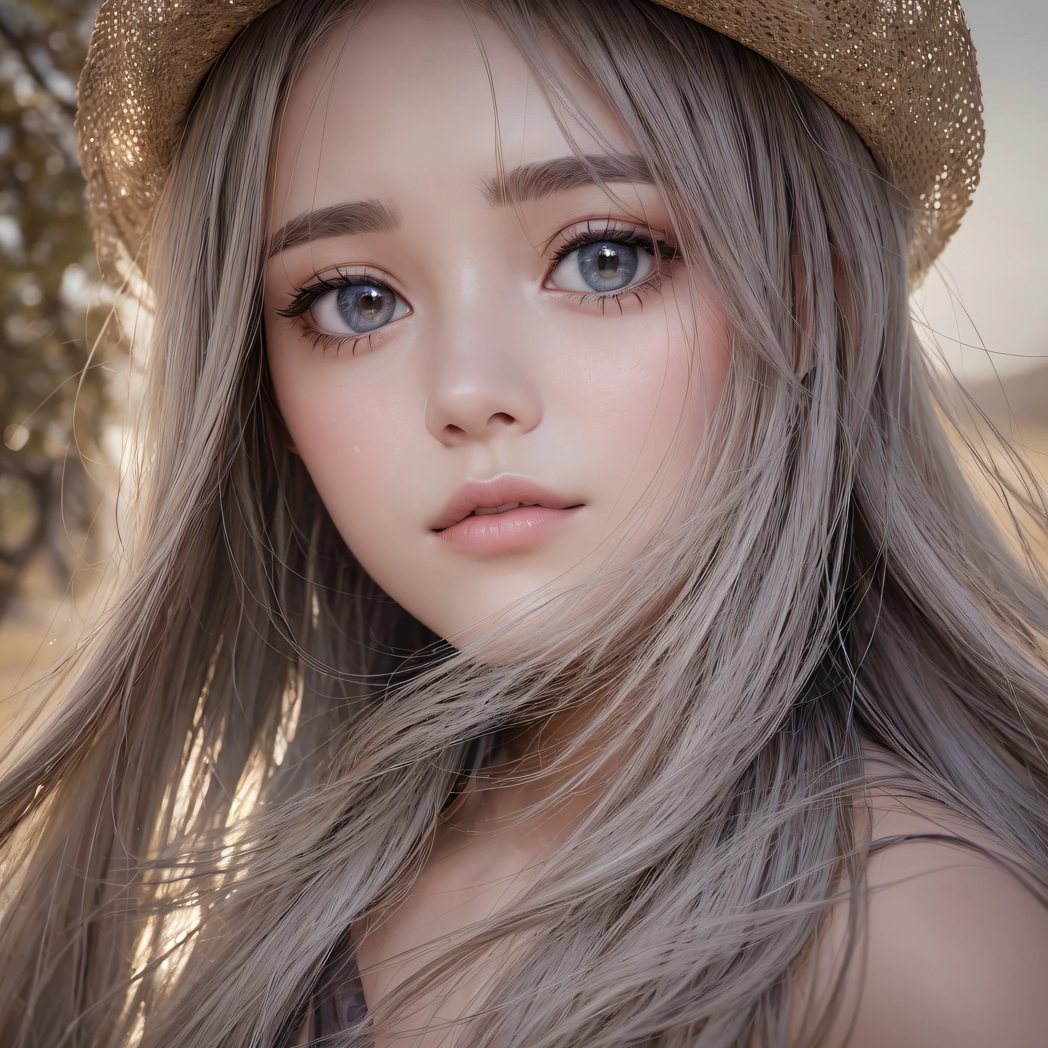 A close-up photo of a 30-year-old woman's face, radiating confidence and inspiration, with a serene expression. She wears appropriate biblical attire for the time, including a mantle and simple clothing, in a desert setting with low vegetation and a few trees in the background. Her eyes captivate the viewer, conveying a sense of wisdom and depth. The soft desert breeze gently brushes against her face, adding a touch of natural movement to the image. Captured by Paolo Roversi with a Leica M10-P and a portrait lens, the studio lighting accentuates the woman's features, casting subtle shadows and highlights that enhance her captivating presence. --v 5 --q 2 --auto --s2