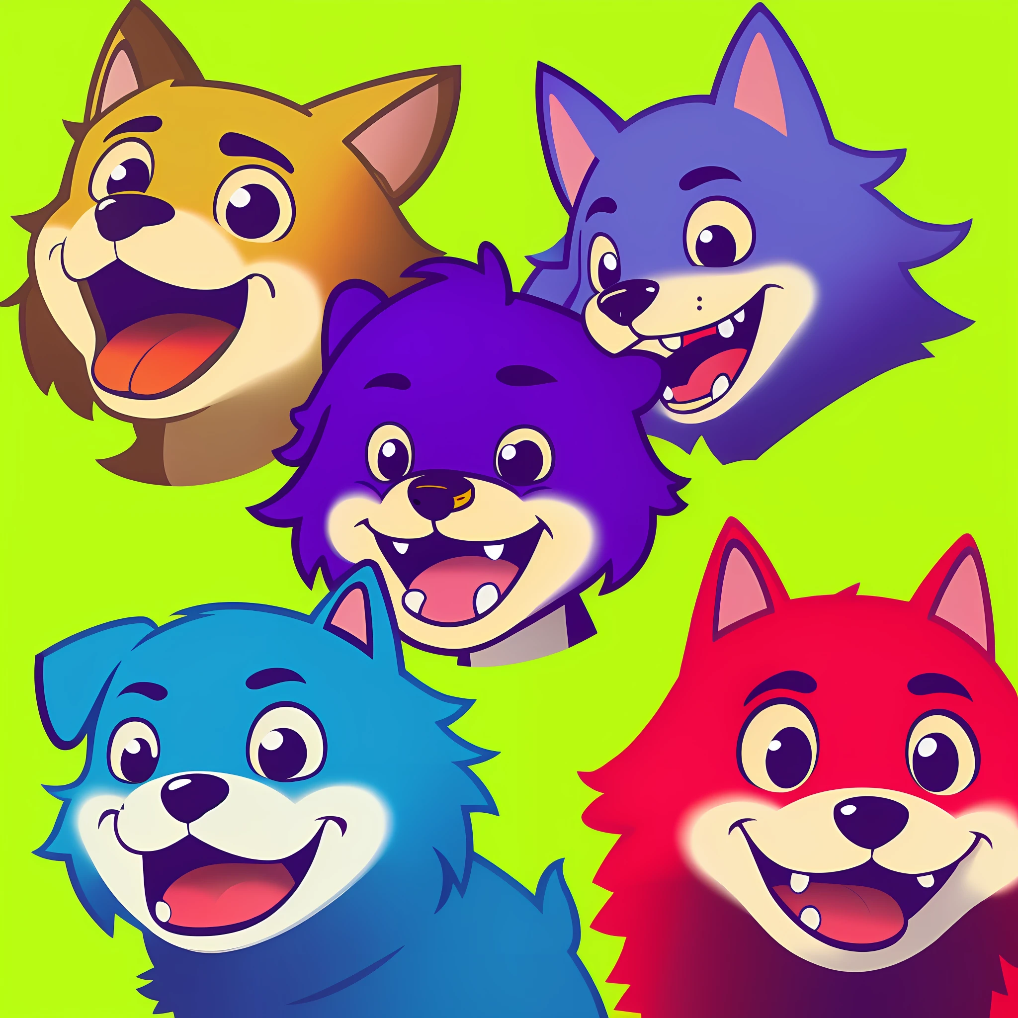 Create an emotes of different expressions in cartoon dog, twitch emote, mascot illustration,