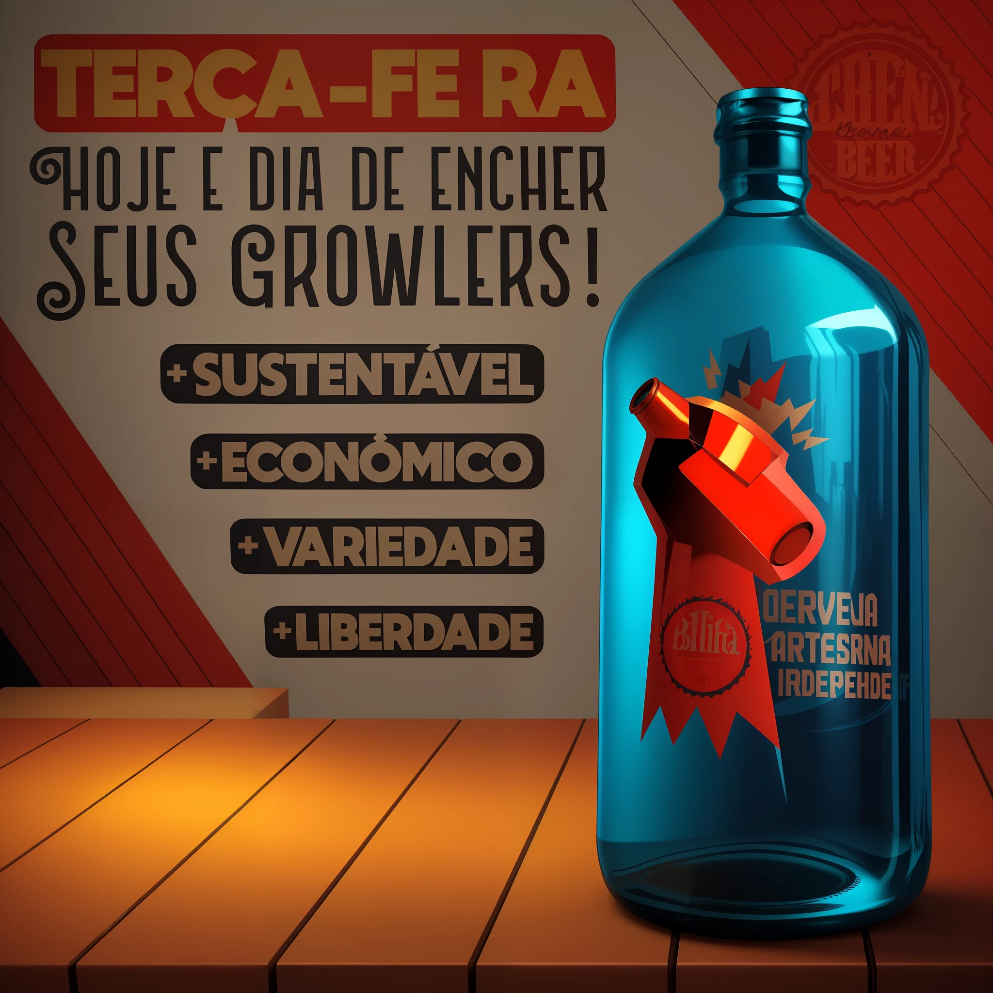 there is a bottle of beer sitting on a table with a sign, cgrender, eterea, by Ceferí Olivé, description, eeri, “erebos’s titan, by Altichiero, by Maximilian Cercha, beer, by Tuvia Beeri, cheers, by Americo Makk, sneer