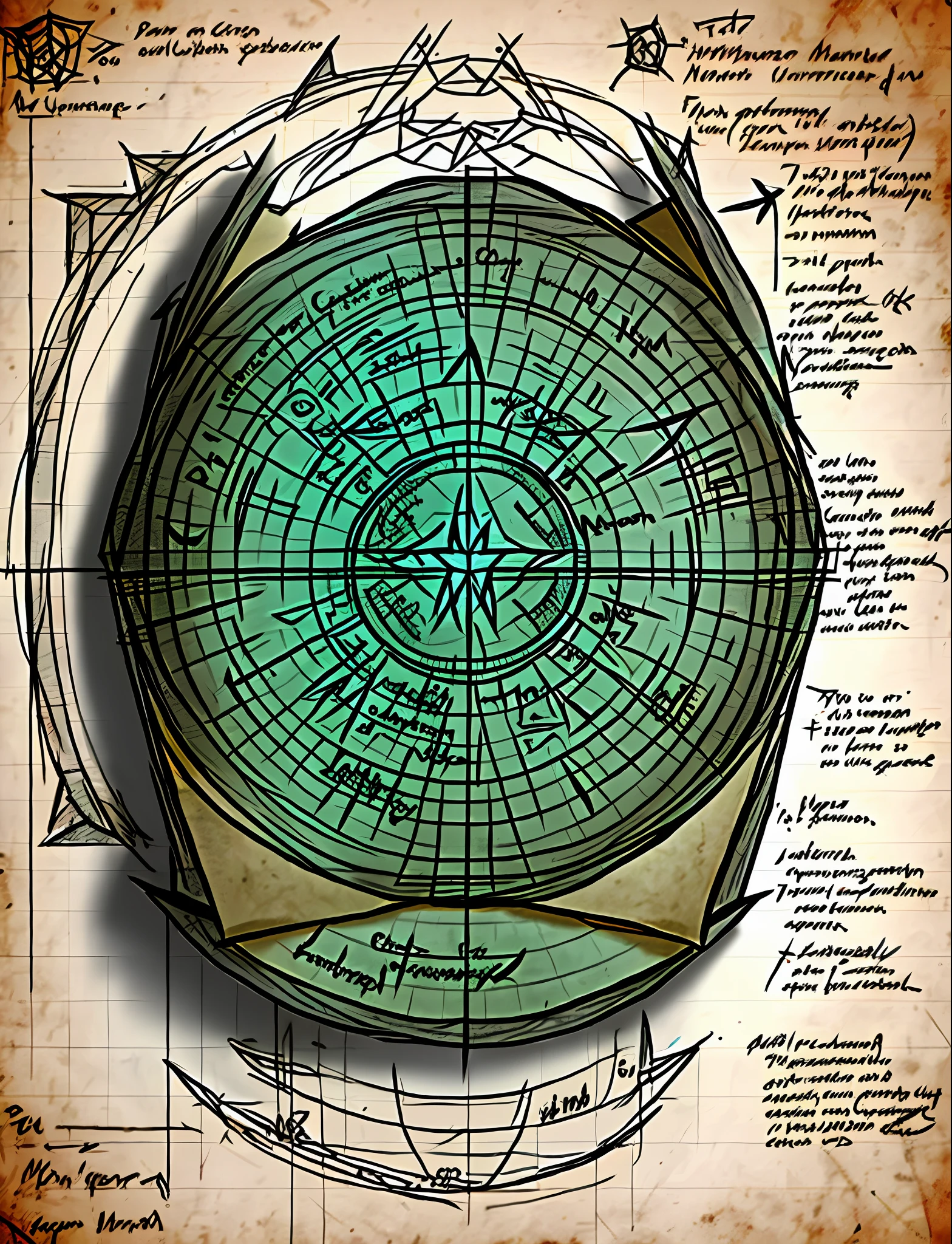 (OLD PAPER), (rough sketch), closeup (portal), diagram, necronomicon, scribbled, handwritten text,