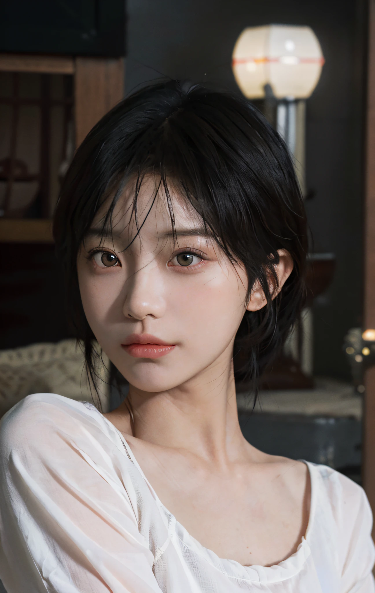 (Keisan:1.5), Close up, Masterpiece, Best Quality, Raw photo, Photorealistic, Face, Incredibly ridiculous, Beautiful girl, Cute, Short hair, Depth of field, High resolution, Ultra detail, Fine detail, Very detailed, Very detailed eyes and face, Sharp pupils, Realistic pupils, Sharp focus, Cinematic lighting,Cuddle a kitten