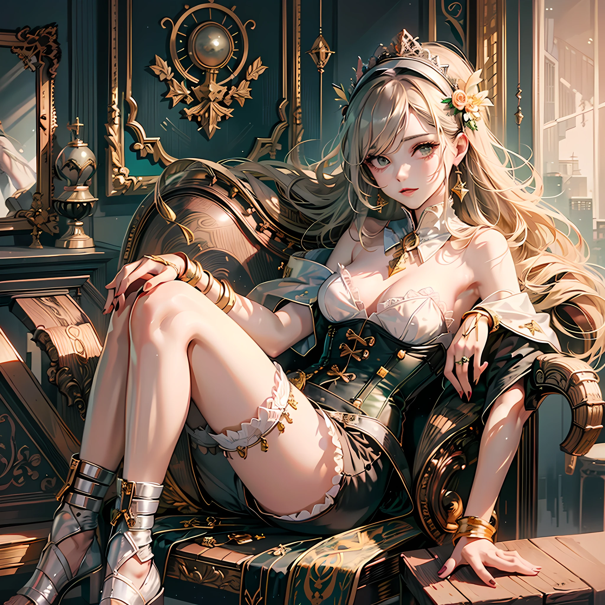 Mary is a beautiful anchorwoman, she has a delicate face, long evoked, slender neck, sexy figure, full chest, long white legs, exquisite jade feet.
She was wearing only a light corset and a pair of sheer shorts, --auto --s2