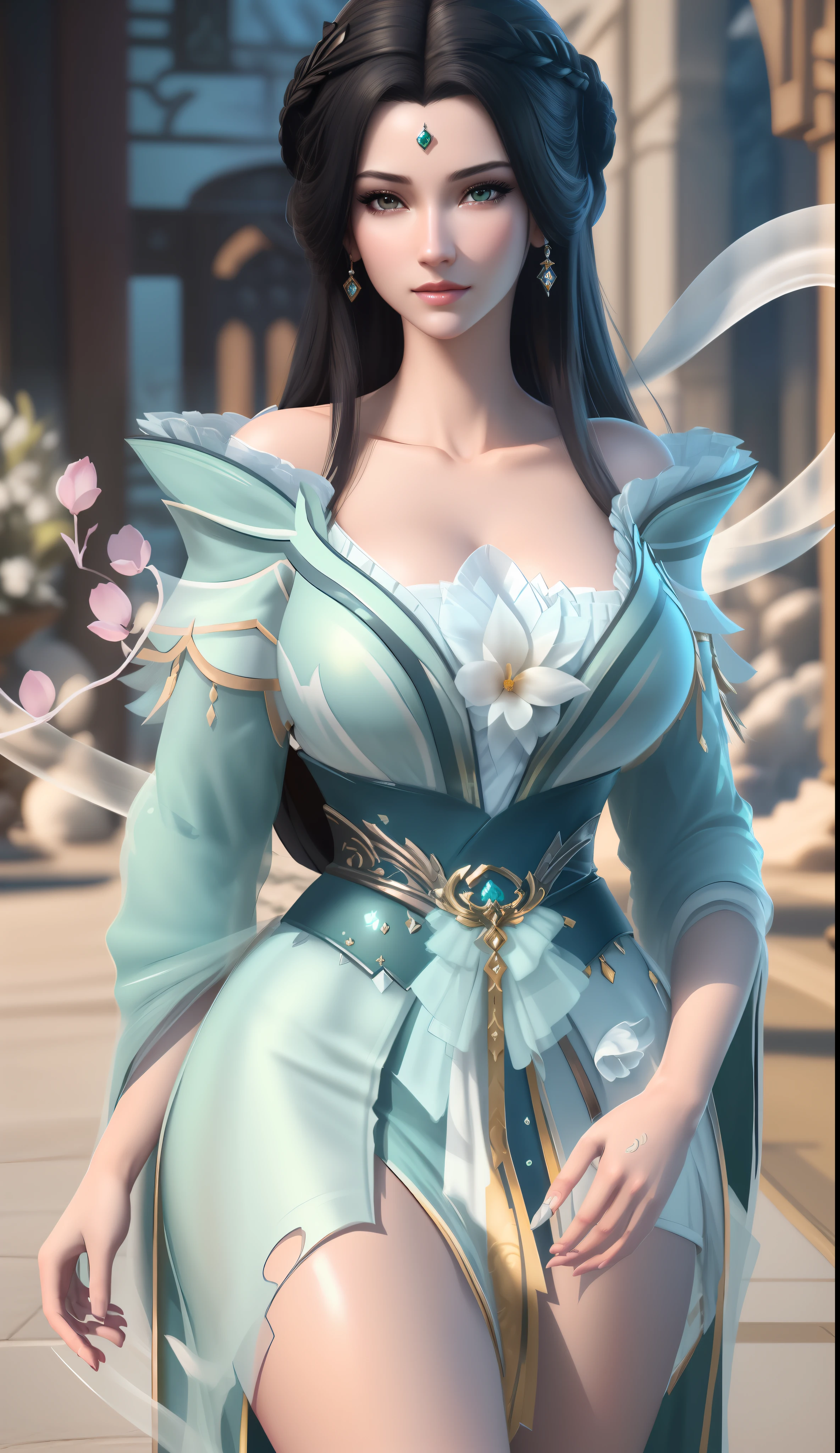 black background wall, blurred background, highest quality, closeup of a woman, perfect face, perfect figure, alluring, charming, super hd, textured skin, super detail, 8k, extra large breasts, god breasts, breast exposure, torn clothes, perfect face, delicate eyes, seductive, charming, nudity, 3d rendered character art 8k, fantasy characters, 3DCG, close-up of woman, close-up of boobs, perfect face, perfect figure, alluring, charming, thighs, long legs, beautiful legs, textured skin, super detailed characters , 8k, high detail, high quality, fantasy character, 3dcg, masterpiece, best work of the CG competition, peerless beauty, 3dcg, movie bloom, movie soft light, skin texture, skin white as jade, flawless, delicate nose, peerless beauty, sister, royal sister, 3D movie character 8K, movie bloom, movie soft light, skin texture, white as jade, flawless, sneaky work