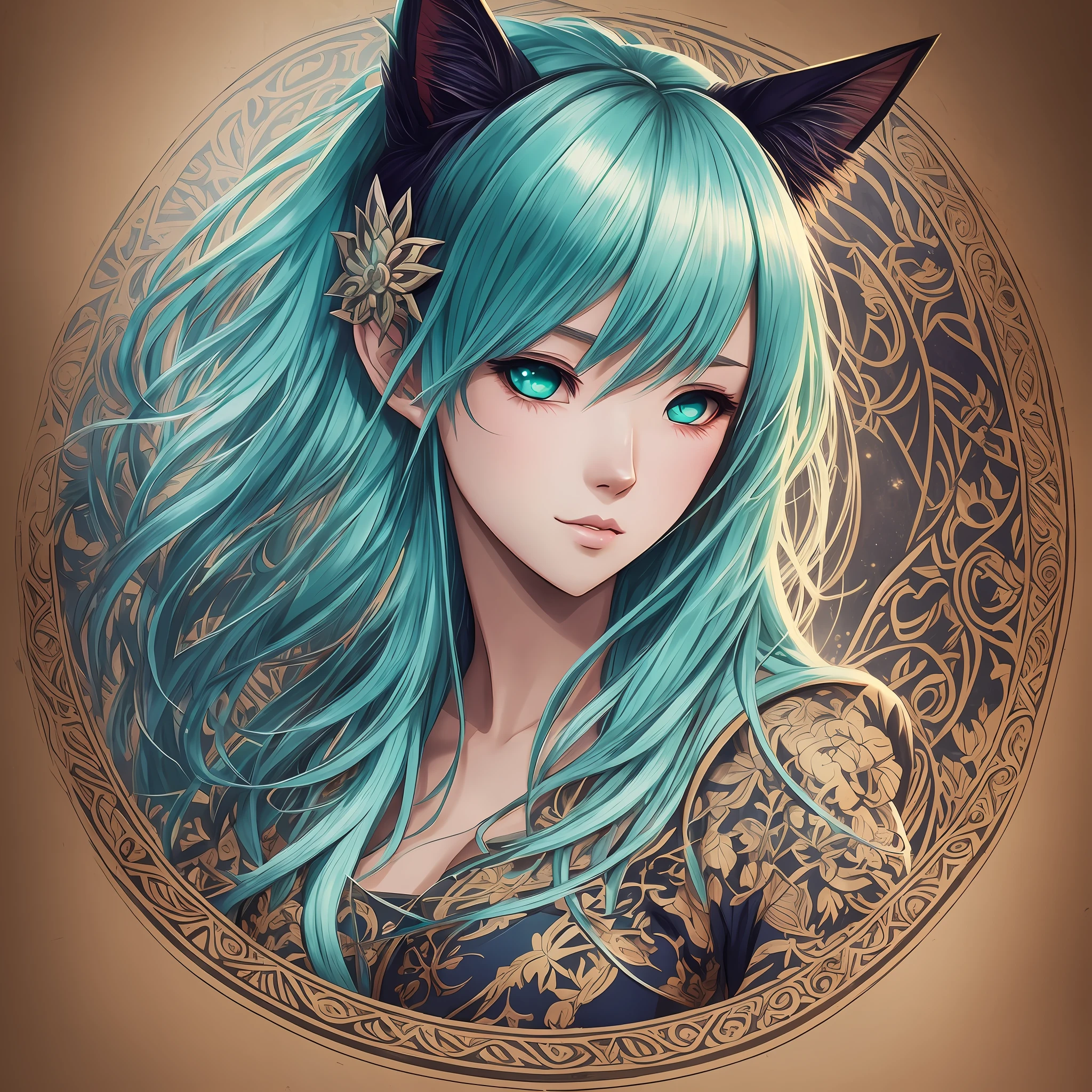 Carved woodcut on wooden board, portrait where's a woman with green hair and cat ears, artwork in Guweiz style, portrait of a fairy, fairy portrait, beautiful detailed digital art, ! Dream Artgerm, FanArt Best ArtStation, Fantasy Art Style, Lovely Digital Painting, Elf Girl, Loish and Wlop, Guweiz in ArtStation Pixiv,. --auto --s2