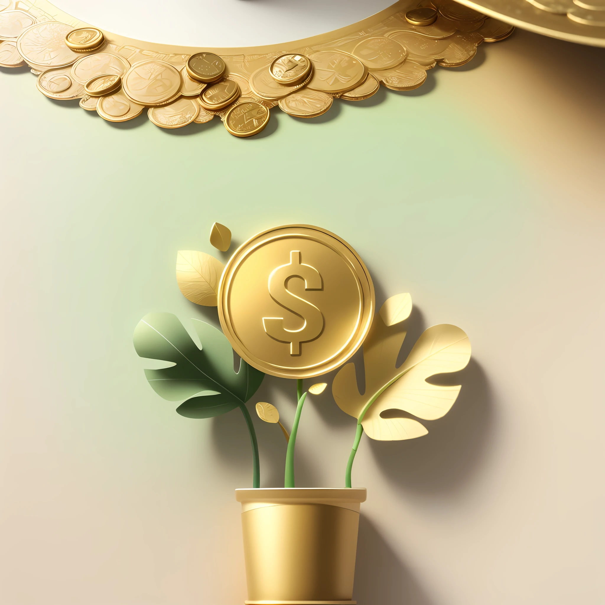 exquisite details of best quality, 3d rendering, Octane rendering, pastel,
(paper_cut: 1.15), (Plant), (gold coin), agribusiness, paper art, paper texture