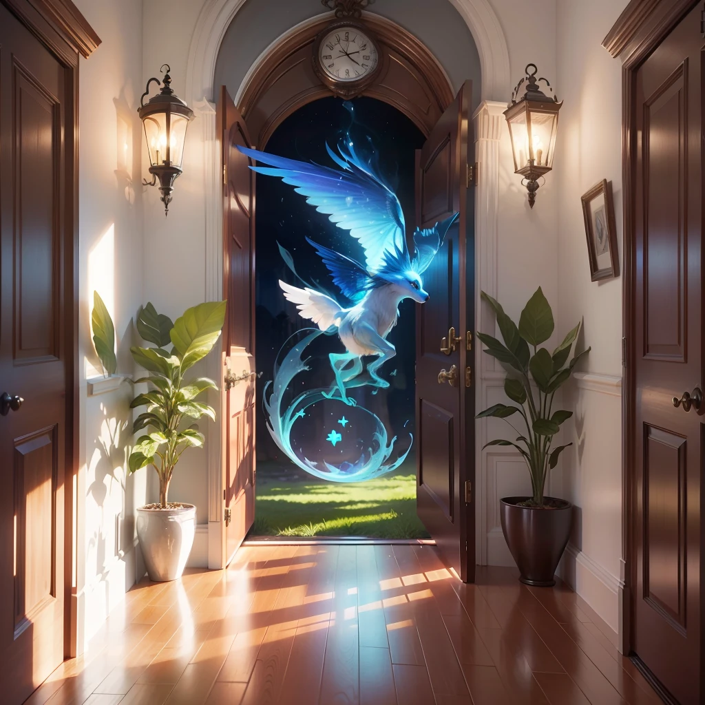 "Magical creatures are jumping from flying door to door with clocks melting in an open space." --auto --s2