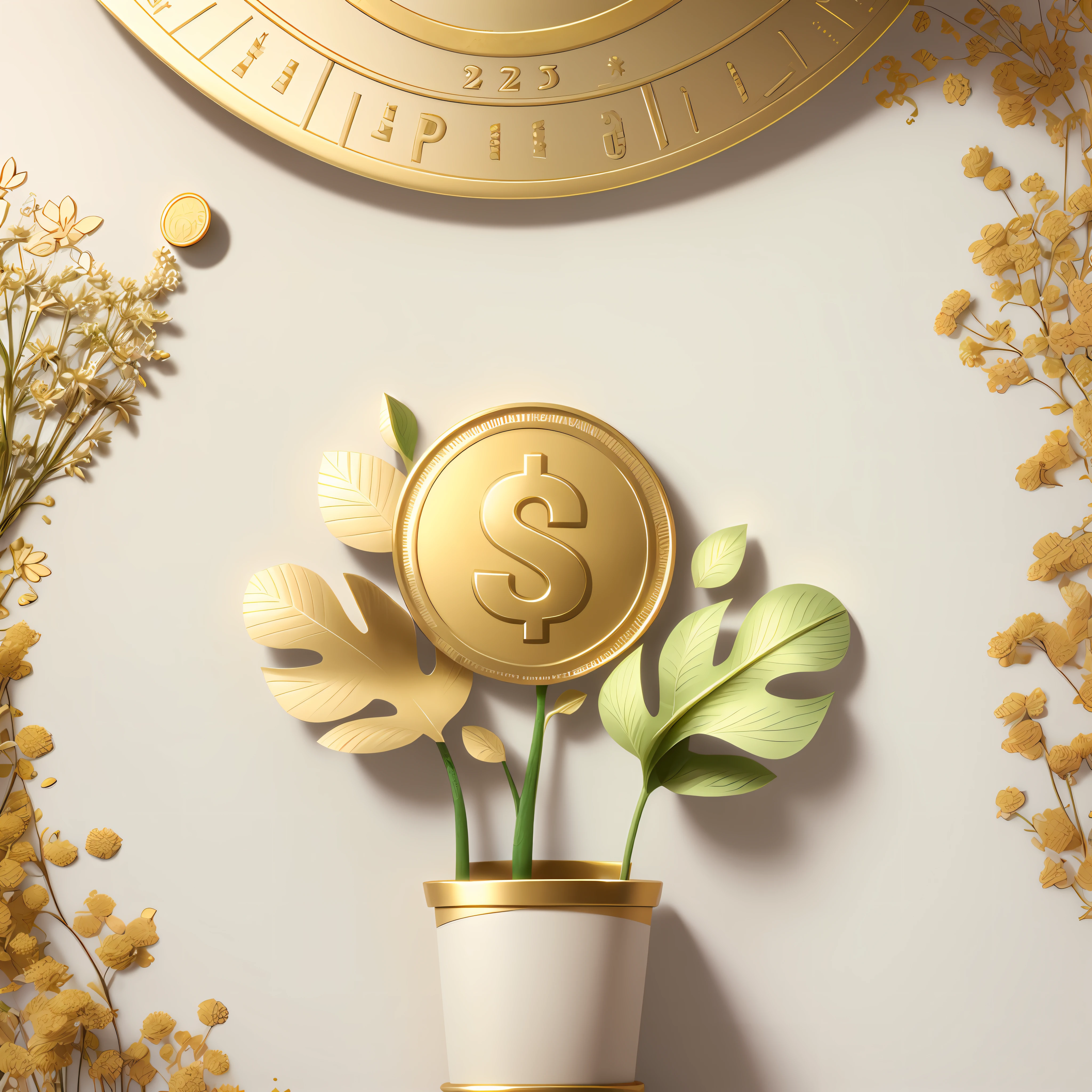 exquisite details of best quality, 3d rendering, Octane rendering, pastel,
(paper_cut: 1.15), [white background] (Plant, gold coin), agribusiness, paper art, paper texture