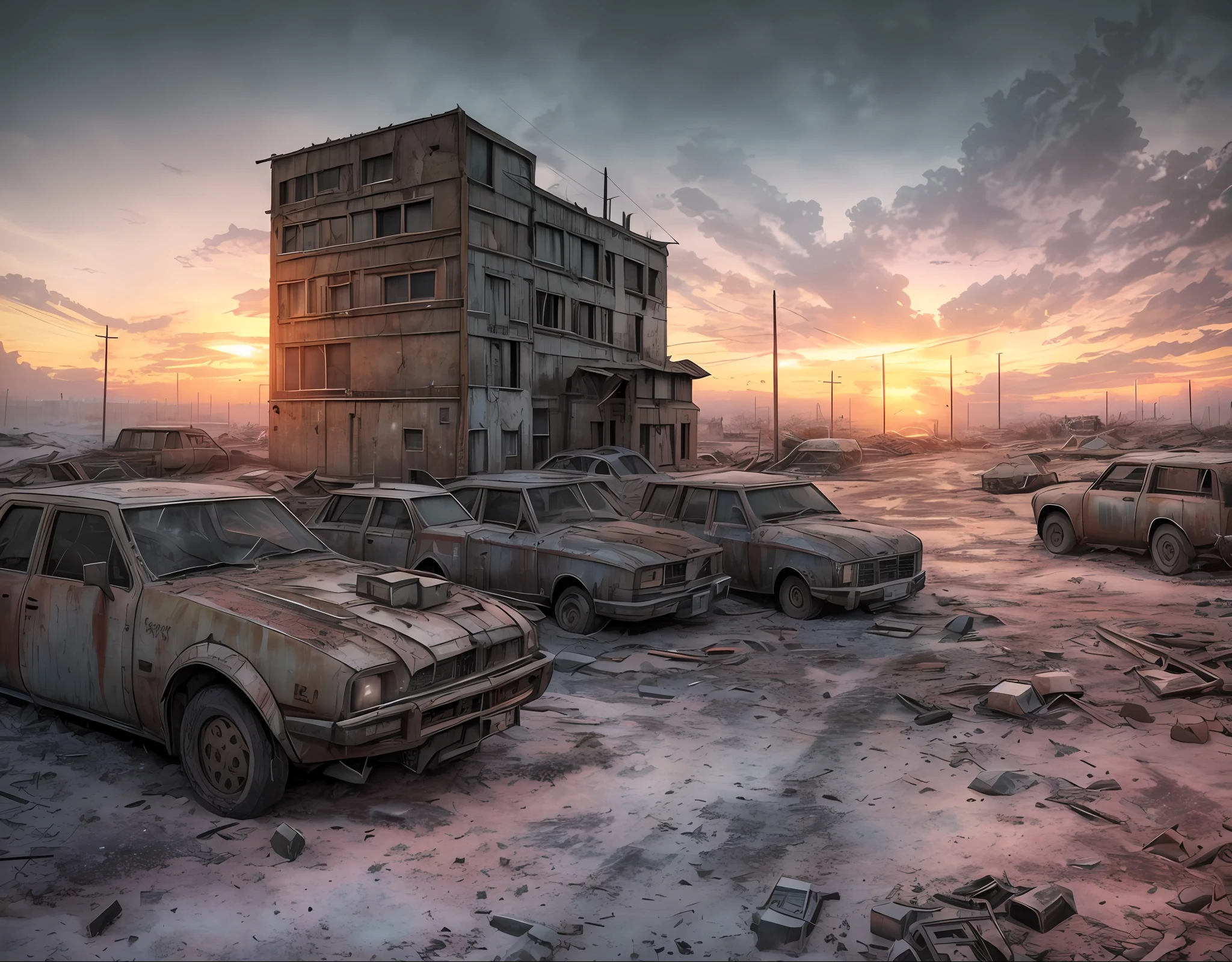 End of the World, Realistic Epic, (HDR:1.2), (Soft Colors:1.4),(Broken Rusty Cars:0.6), (Car Wreckage:0.3) Apocalypse, Freeze, Abandoned, Neutral Colors, Night, Refractions of Screen Space, (Intricate Details), (Intricate Details, Hyperdetailed: 1.2), Art Station, Cinematic Shot, Vignette, Complex Background, Buildings, Snowy COVID-19: The Apocalypse We Avoided