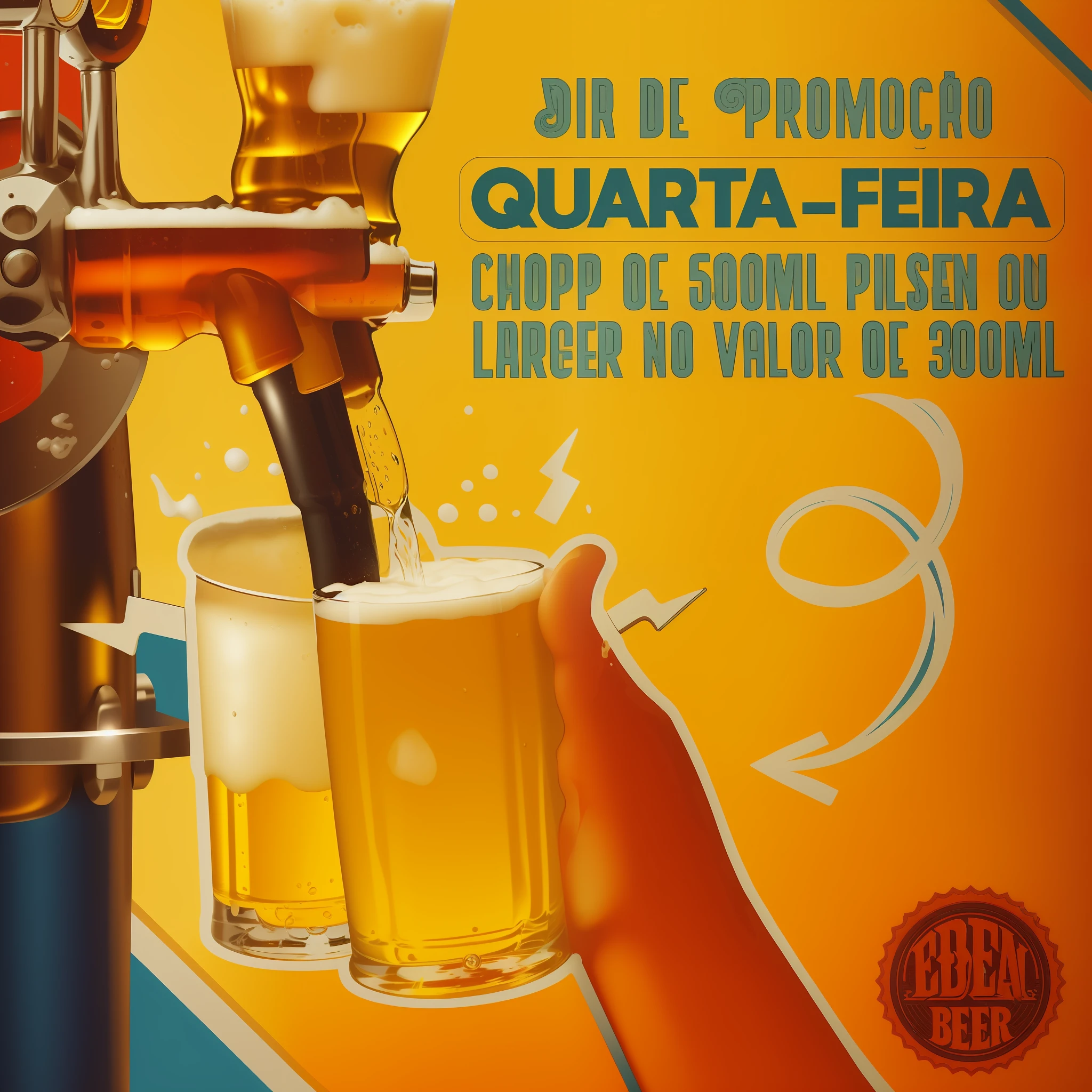 there is a poster with a beer being poured from a tap, beer, by Enguerrand Quarton, beer advertisement, ad image, detailed image, description, large view, by Americo Makk, thumbnail, pub, 300mm, 3 0 0 mm, beer in hand, by Enrique Tábara, promo art, 40mm