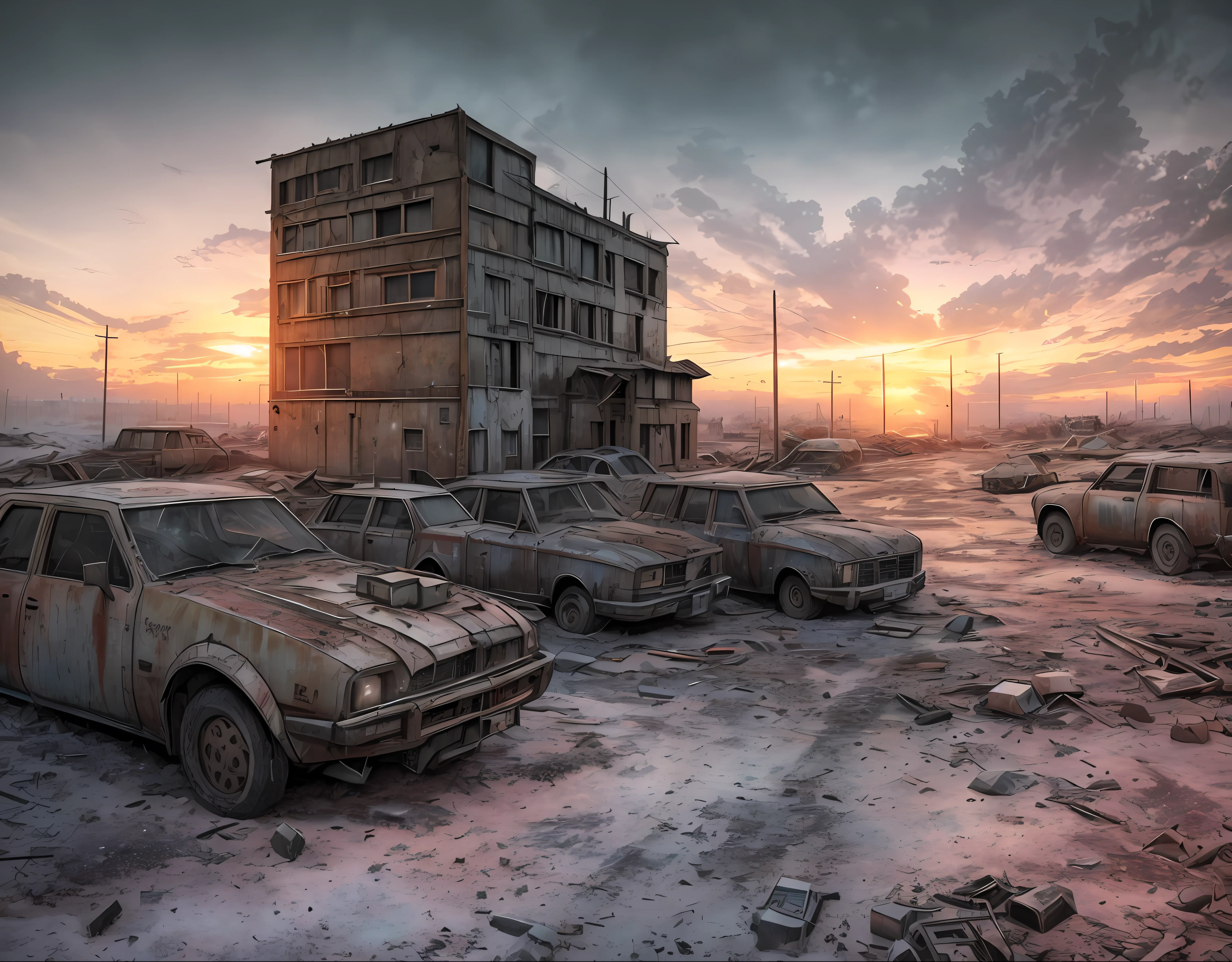 End of the World, Realistic Epic, (HDR:1.2), (Soft Colors:1.4),(Broken Rusty Cars:0.6), (Car Wreckage:0.3) Apocalypse, Freeze, Abandoned, Neutral Colors, Night, Refractions of Screen Space, (Intricate Details), (Intricate Details, Hyperdetailed: 1.2), Art Station, Cinematic Shot, Vignette, Complex Background, Buildings, Snowy COVID-19: The Apocalypse We Avoided