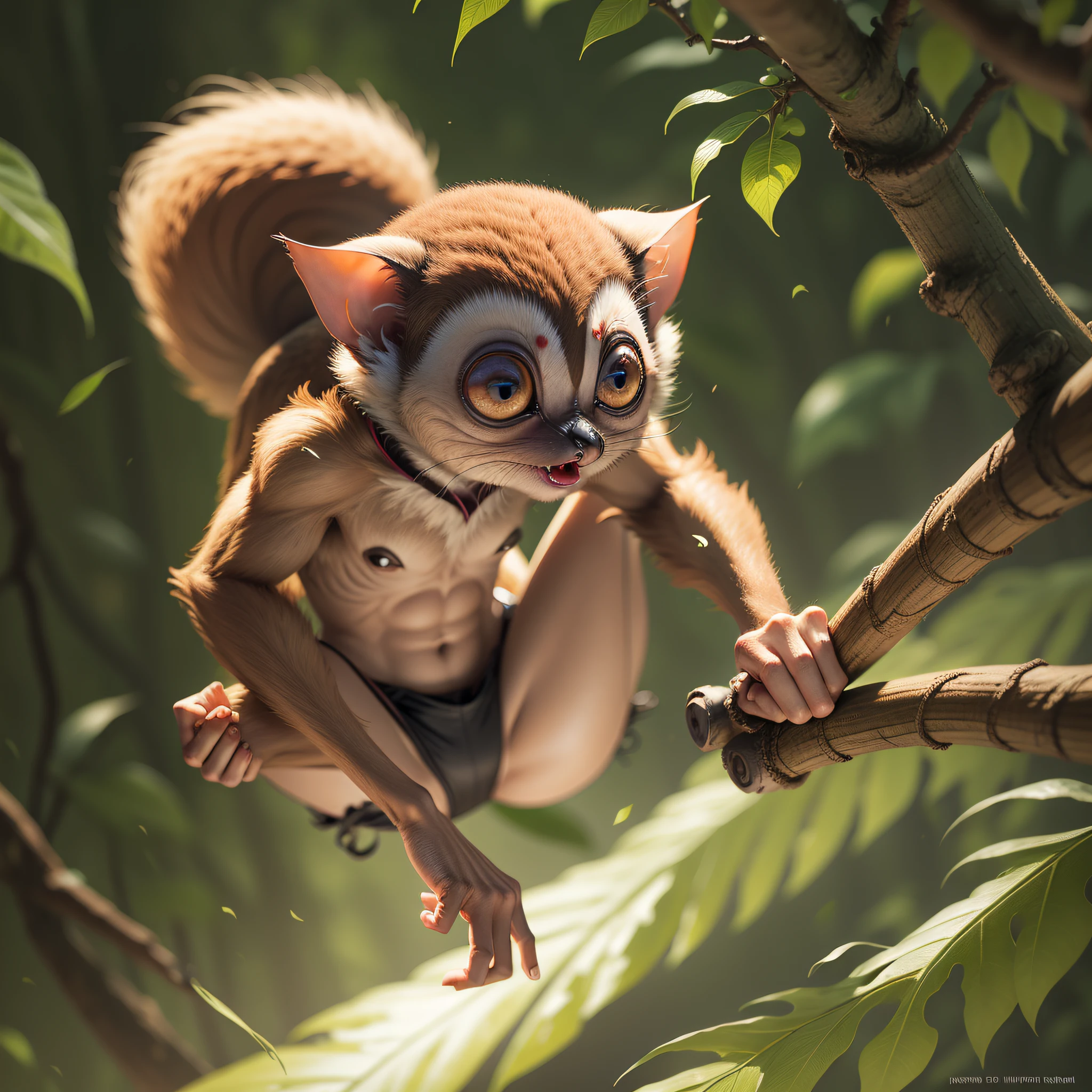 personification of tarsier practicing karate