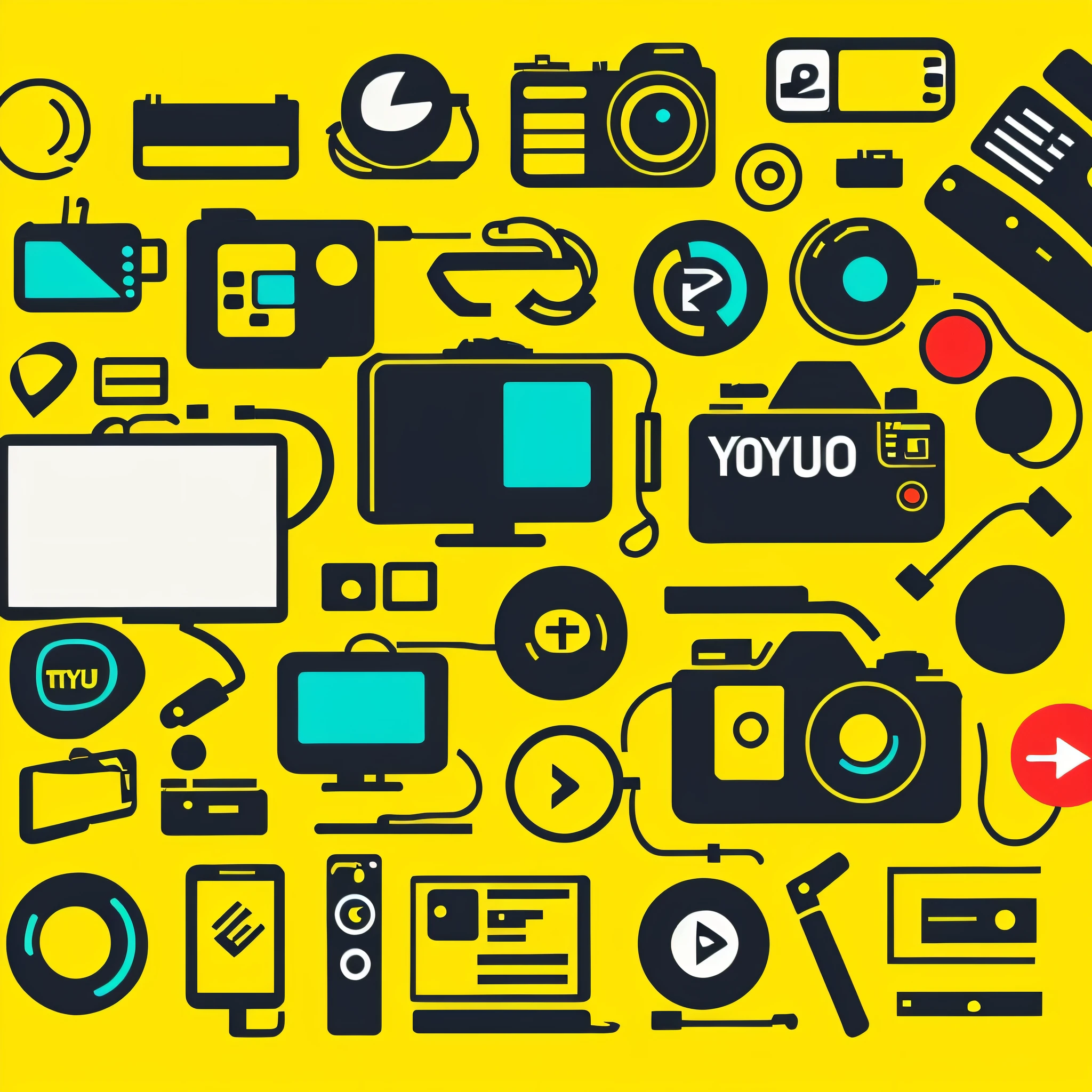 A logo for a youtube channel whose theme is funny thing, yellow background, channel name, clicked
