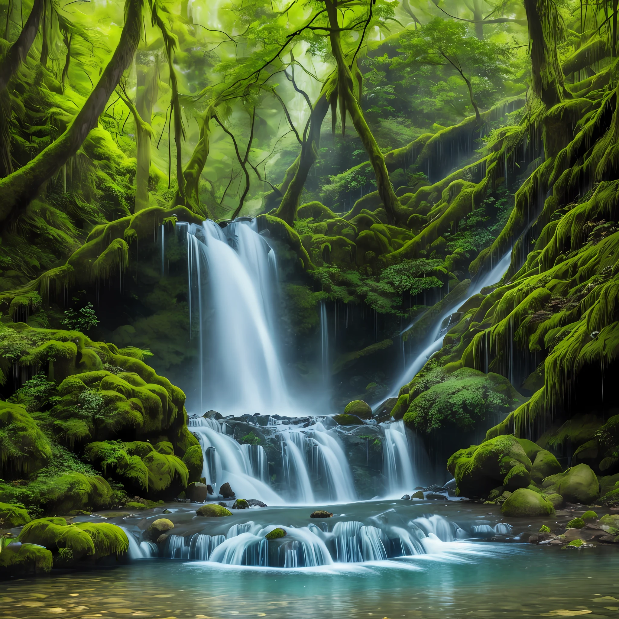((Masterpiece)) Bottom of waterfall into lake