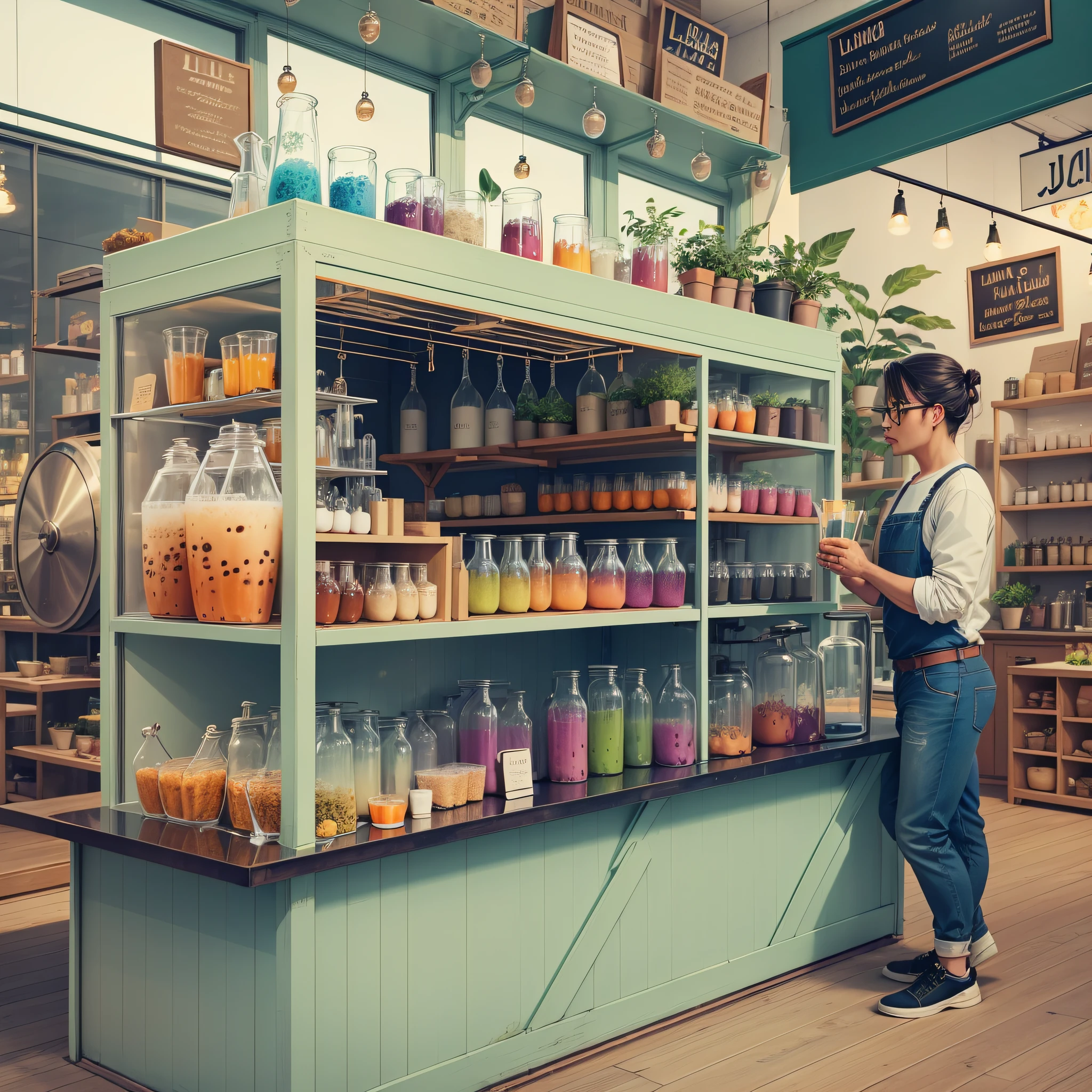 LILA - Liquid Lab , a shop on wheels selling cold-pressed juices, bubble tea, and tea in a glassware laboratory setup --auto --s2