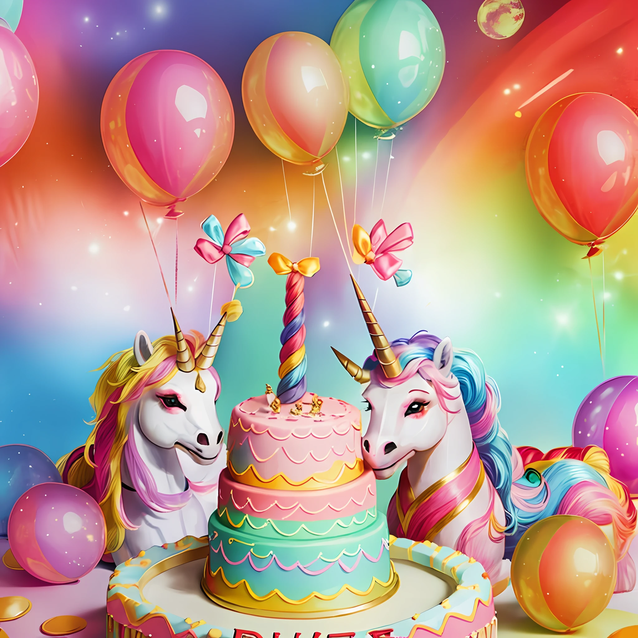(top quality), (best quality), (8k), (realistic photo), (real photo), (warm colors), (bright colors), unicorn-themed birthday decoration. --auto --s2