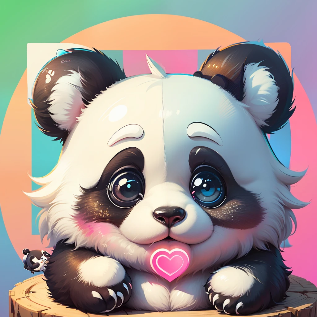 1 panda, cartoon style illustration, little color transition, cute panda, cute, emote, emoji, ((white ending)), panda bear, in love, heart, cute drawing --auto --s2