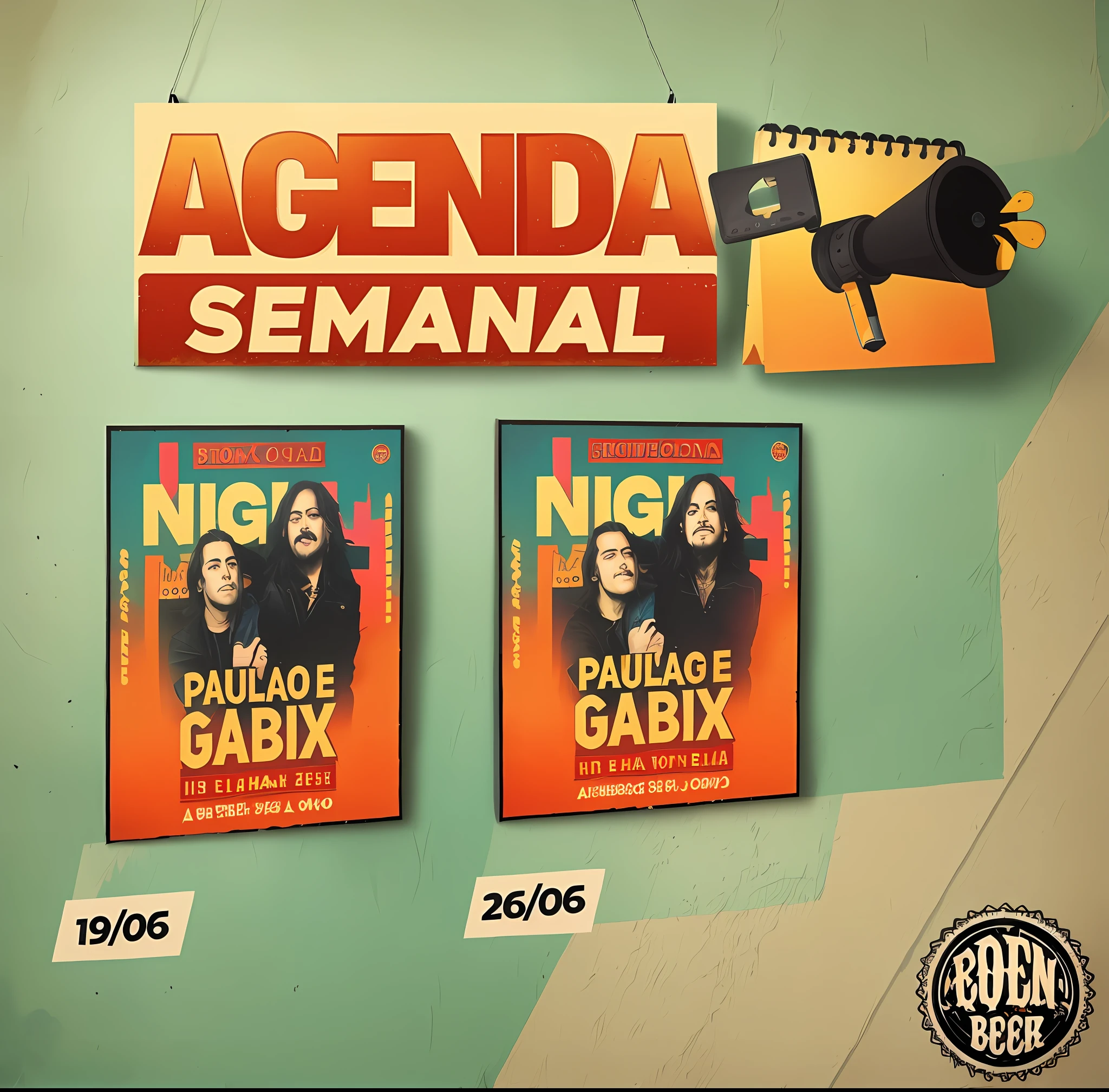 rock n' roll concert poster, promo, nigth, live show, schedule of the week