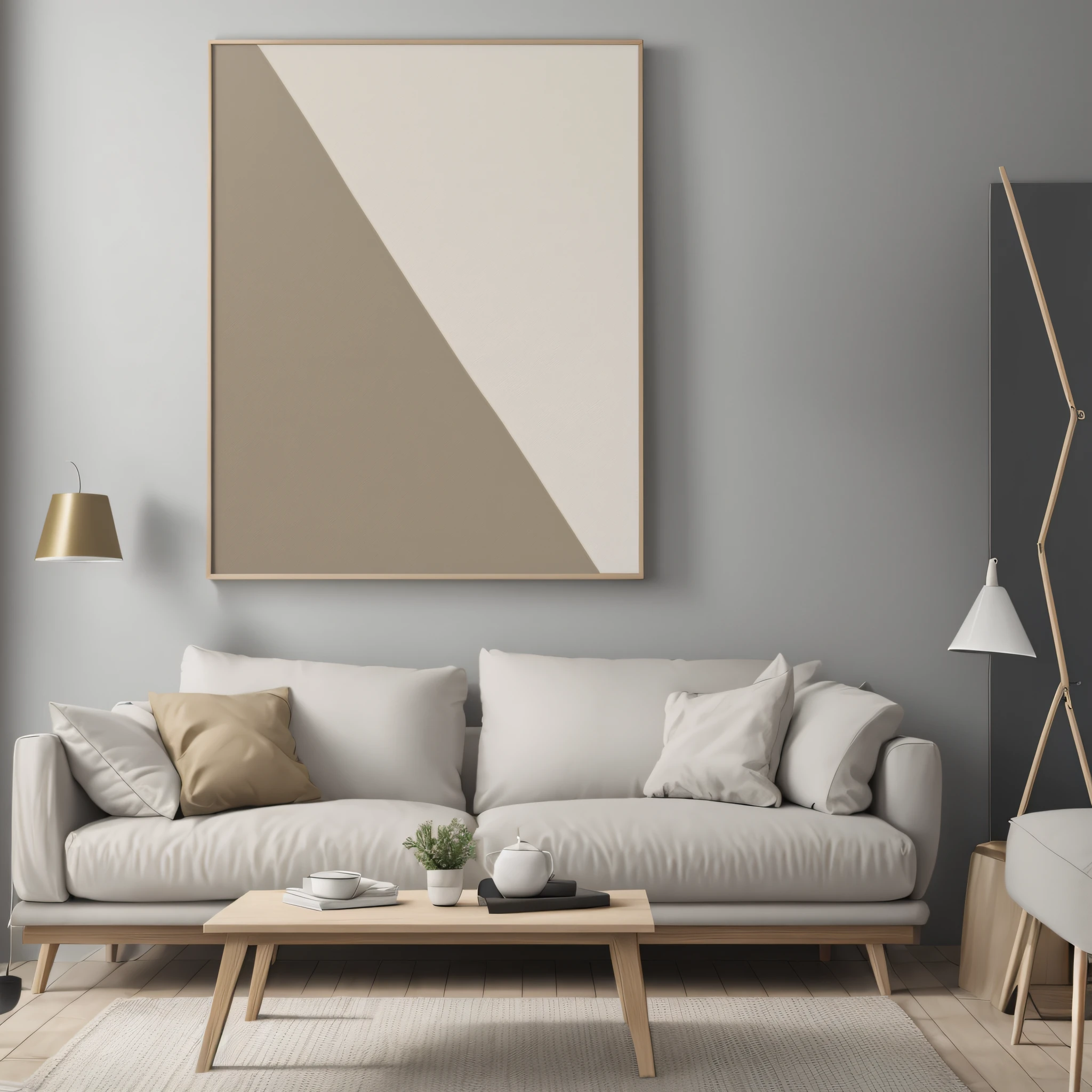 Minimalistic and modern canvas poster with a beige and light grey color scheme. --auto --s2