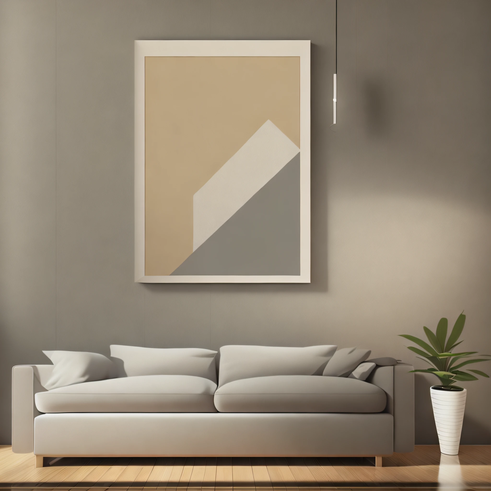 Minimalistic and modern canvas poster with a beige and light grey color scheme. --auto --s2