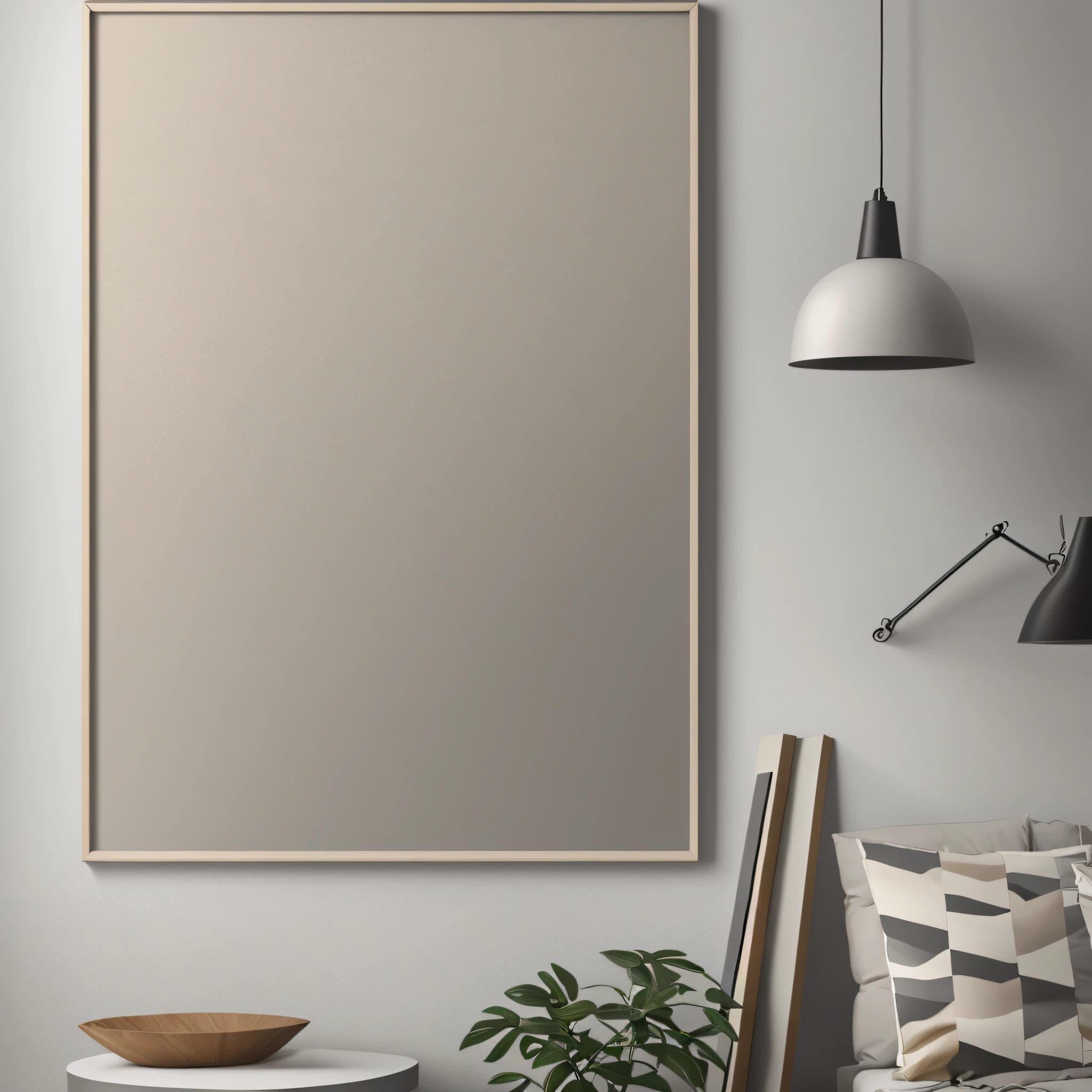 Minimalistic and modern canvas poster with a beige and light grey color scheme. --auto --s2