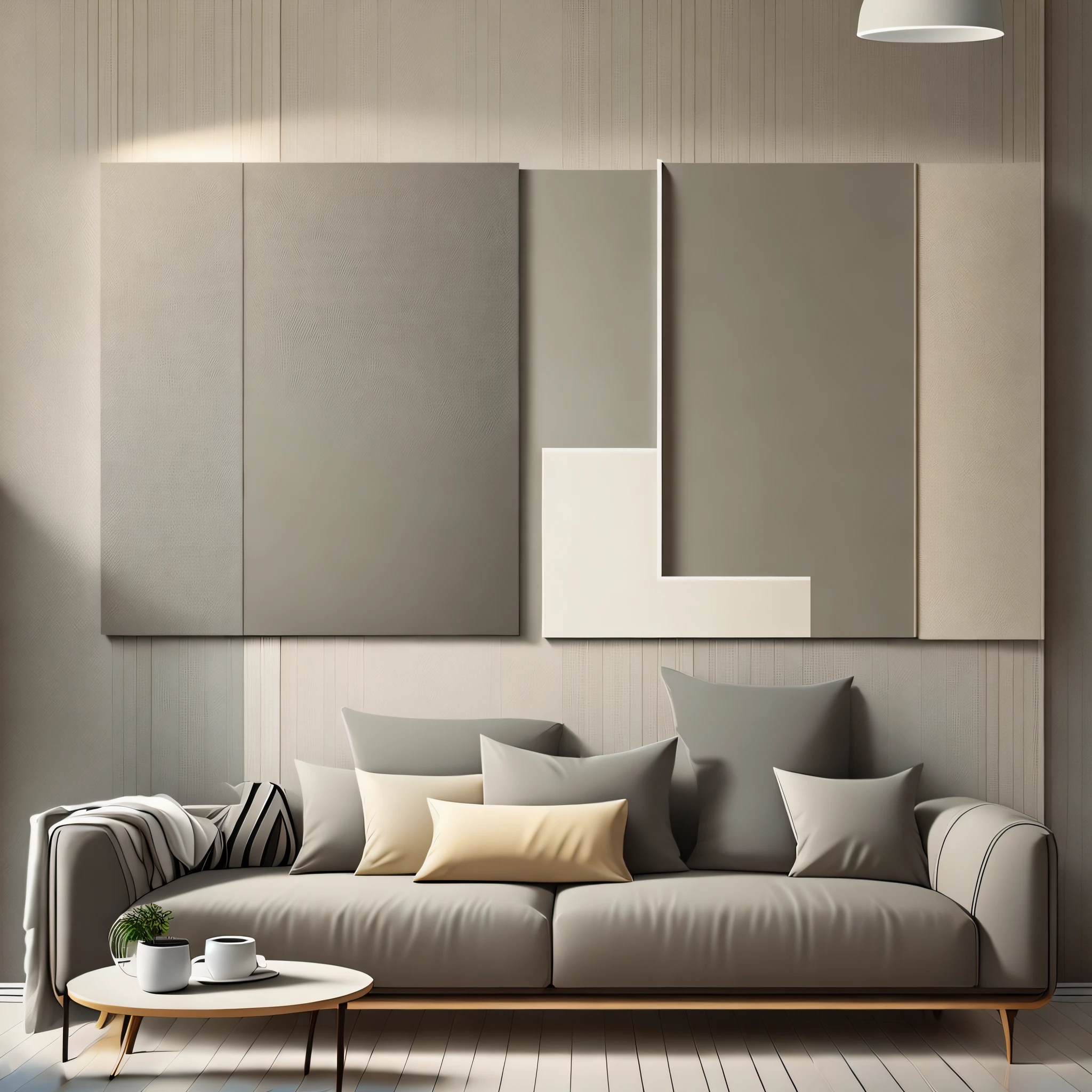 Minimalistic and modern canvas poster with a beige and light grey color scheme. --auto --s2