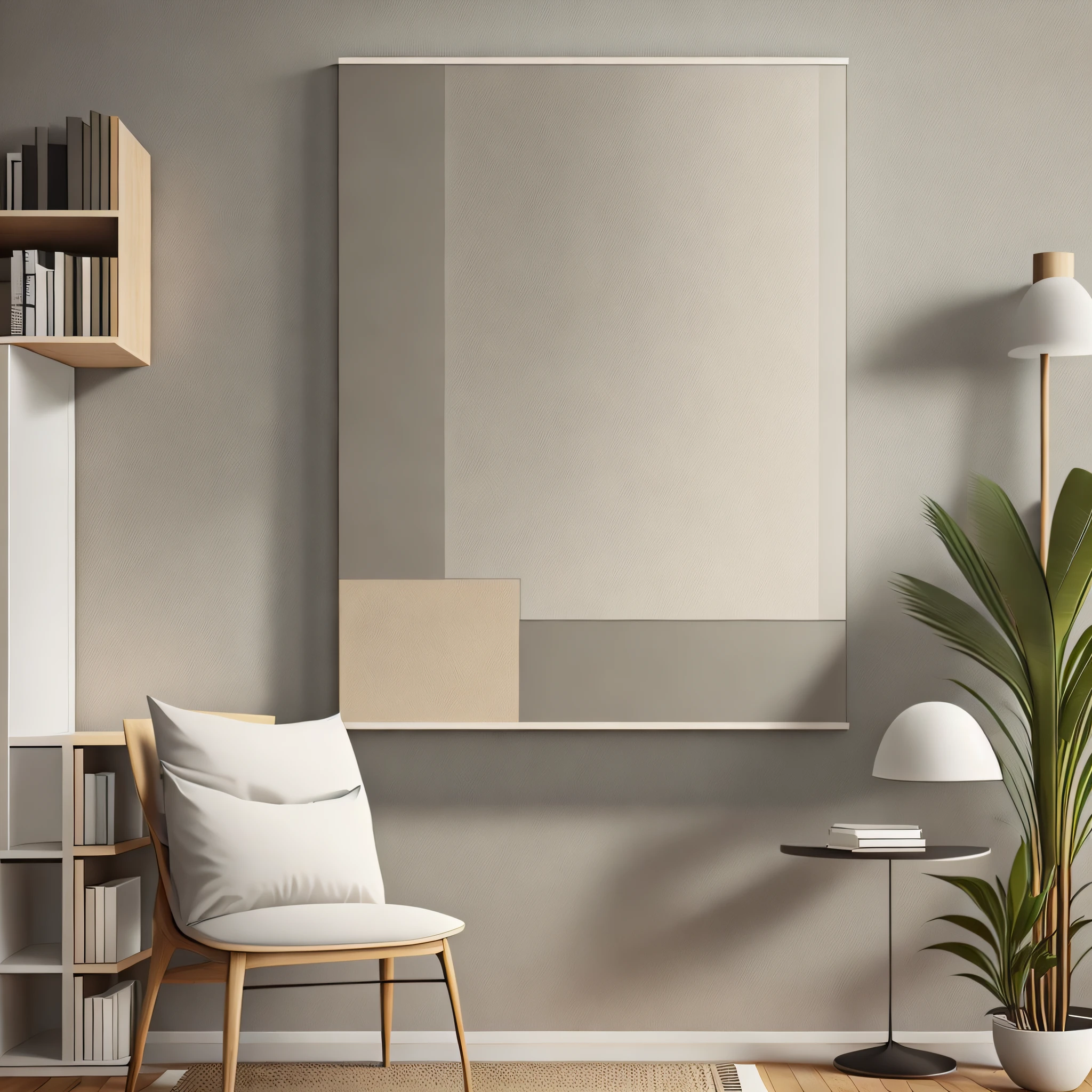 Minimalistic and modern canvas poster with a beige and light grey color scheme. --auto --s2