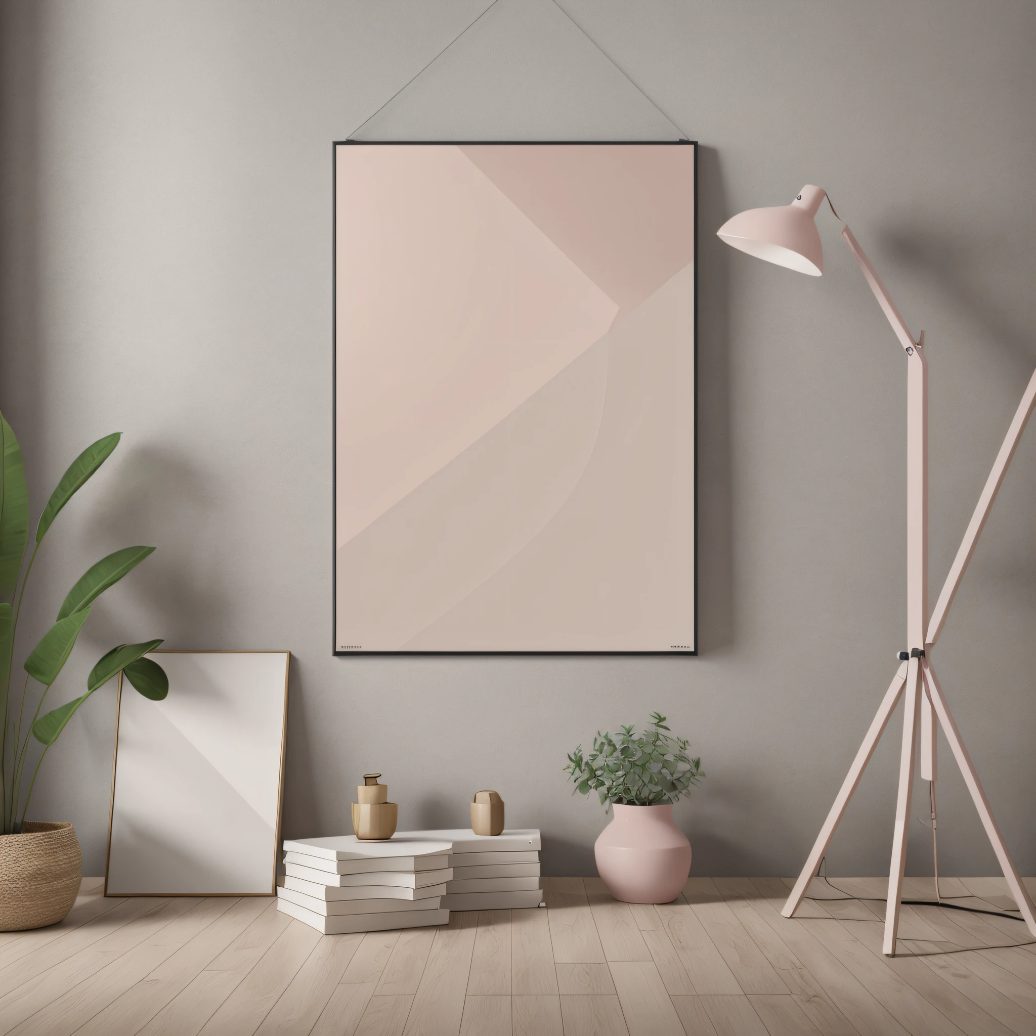 beige, light grey and brushed pink minimalistic modern canvas poster --auto --s2