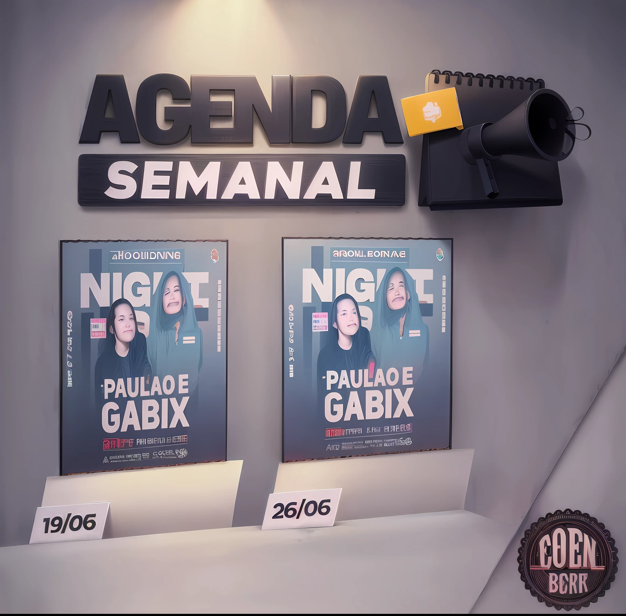 Weekly Agenda - no more than this week, musical concert, live show, music, manga tones, promo, ad image, black and white, black, monthly agenda, poster