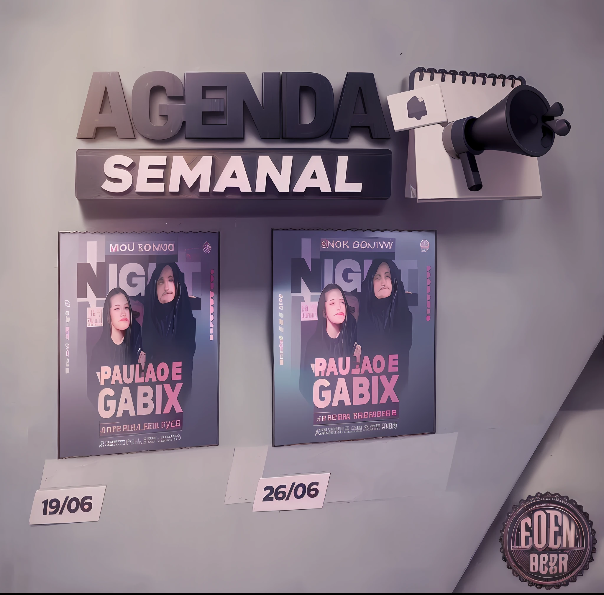 Weekly Agenda - no more than this week, musical concert, live show, music, manga tones, promo, ad image, black and white, black, monthly agenda, poster