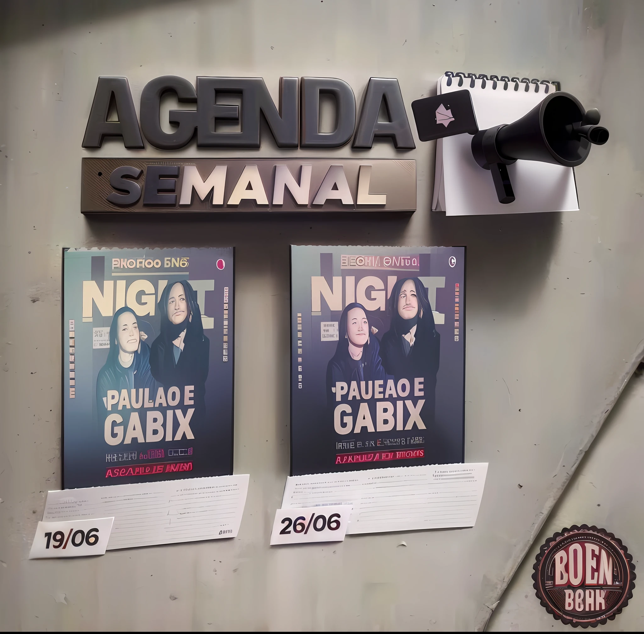 Weekly Agenda - no more than this week, musical concert, live show, music, manga tones, promo, ad image, black and white, black, monthly agenda, poster