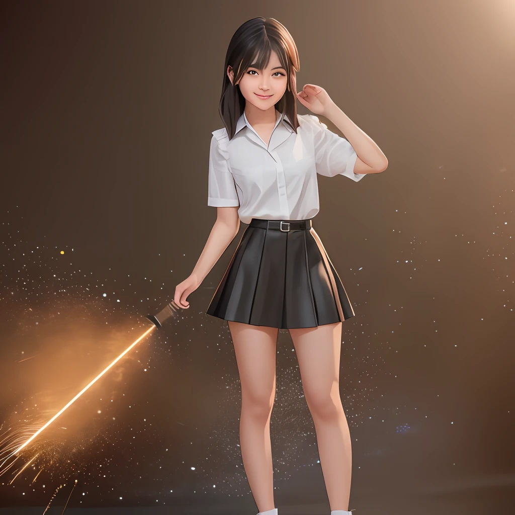 black hair, cgi, Myanmar girl, smiling, happy, professional lighting, cgi, brown hair, smelling, embarrassed, brown hair, eye reflection, light smile, embarrassed, wearing blouse and short skirt, colourful dress heart in eye, Surrealism, cinematic lighting, motion blur, sparkle, image fill, 8k, super detail, UHD, masterpiece, anatomically correct, textured skin, super detail, high details, high quality, award winning, best quality, highres, 1080P, HD, 4K, 4K, 8k, 16k, UHD, 1080P, best quality, super detail, textured skin, masterpiece, highres, 16k, HD,((( full body version)))