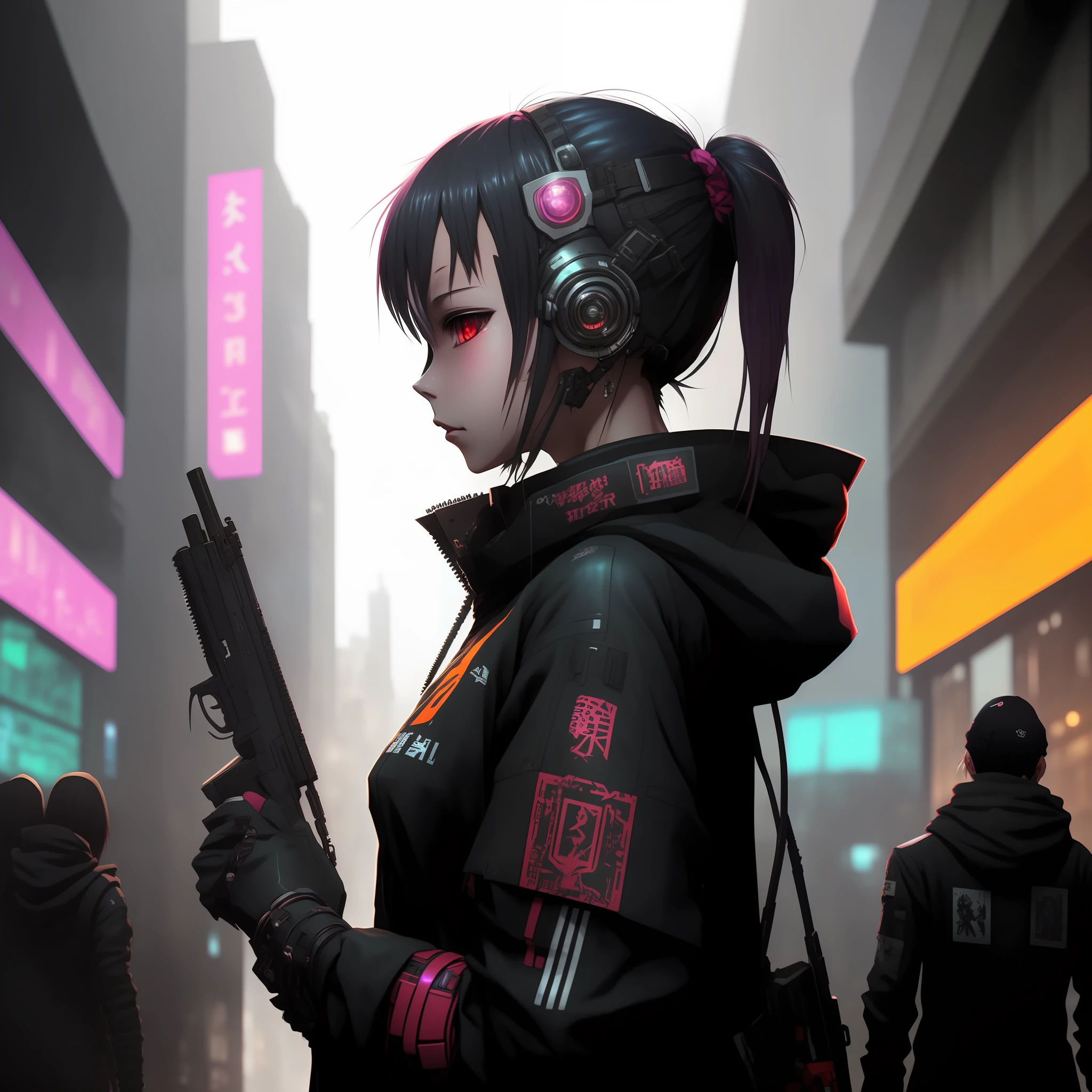 anime girl with a gun in a city street, cyberpunk anime girl, female cyberpunk anime girl, digital cyberpunk anime art, cyberpunk anime art, anime cyberpunk art, cyberpunk beautiful girl, cyberpunk themed art, cyberpunk girl, cyberpunk art style, female cyberpunk, digital cyberpunk - anime art, modern cyberpunk anime, cyberpunk anime girl in hoodie, cyberpunk anime girl mech