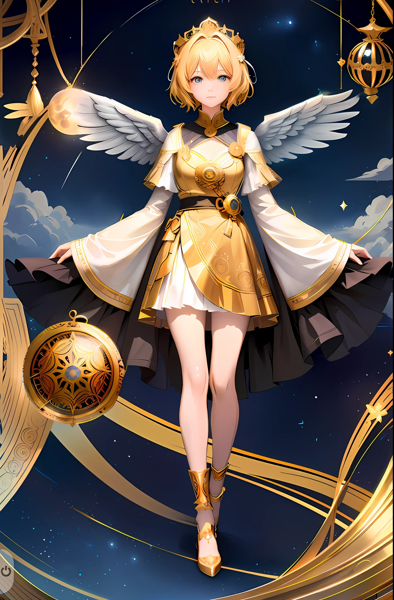Drawing white angel wings, left and right symmetry, beautiful