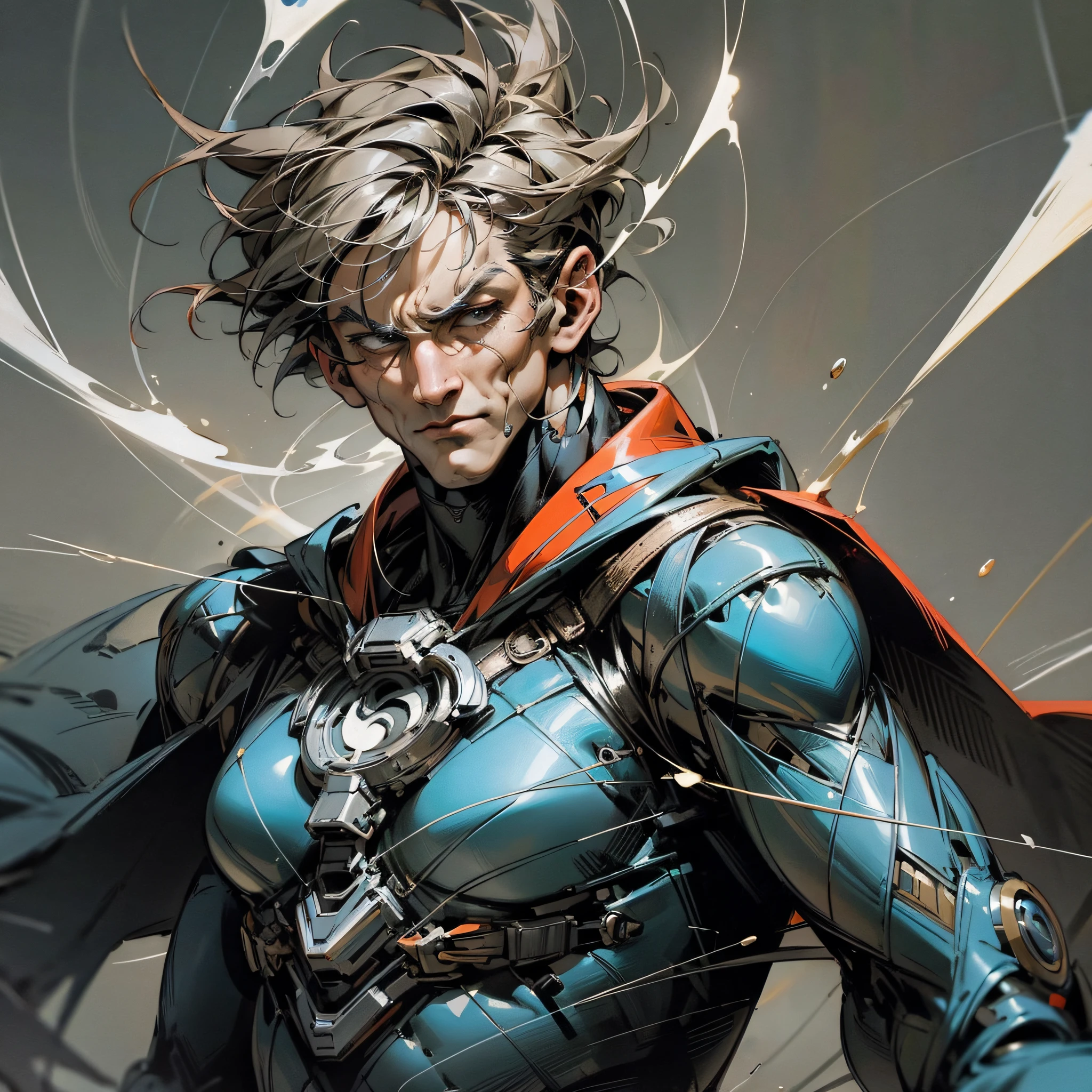 Create a masterful masterpiece man 25 year old superhero om ultra-detailed concept art inspired by alex ross --auto --s2