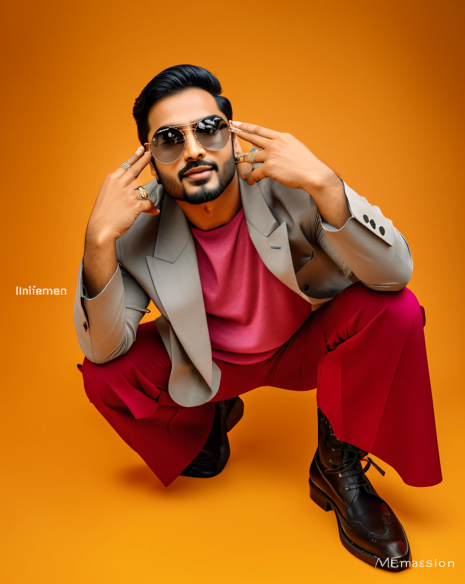 Capture the charismatic presence of an Indian social media influencer man, known for his captivating content and strong online following. The image should portray him as confident, stylish, and influential.

Style the influencer man in contemporary Indian fashion that reflects his personal brand and resonates with his audience. Consider a combination of traditional and modern elements, such as a tailored kurta paired with stylish trousers or a fusion ensemble that blends Indian and Western aesthetics.

Place the influencer man in an environment that represents his niche or expertise. It could be a vibrant city backdrop, a picturesque outdoor location, or a setting related to his content, such as a studio or a tech-savvy workspace.

Experiment with lighting techniques to create a visually appealing and dynamic atmosphere. Utilize a mix of natural and artificial lighting to enhance his features and add a touch of glamour to the image.

Compose the image to showcase the influencer man's confident and engaging persona. Encourage him to pose in a way that reflects his authentic self and captures his unique personality. Consider incorporating props or elements related to his content or brand to add depth and storytelling to the image.

Choose an aspect ratio that complements the composition and aligns with the social media platform where the influencer primarily engages with his audience. Adjust the style parameter to enhance the visual aesthetics and set the quality to achieve the desired level of rendering detail.

Capture the essence of the influencer man's online presence and his ability to connect with his followers. Reflect his influence and impact through his expression, body language, and overall aura of confidence.
