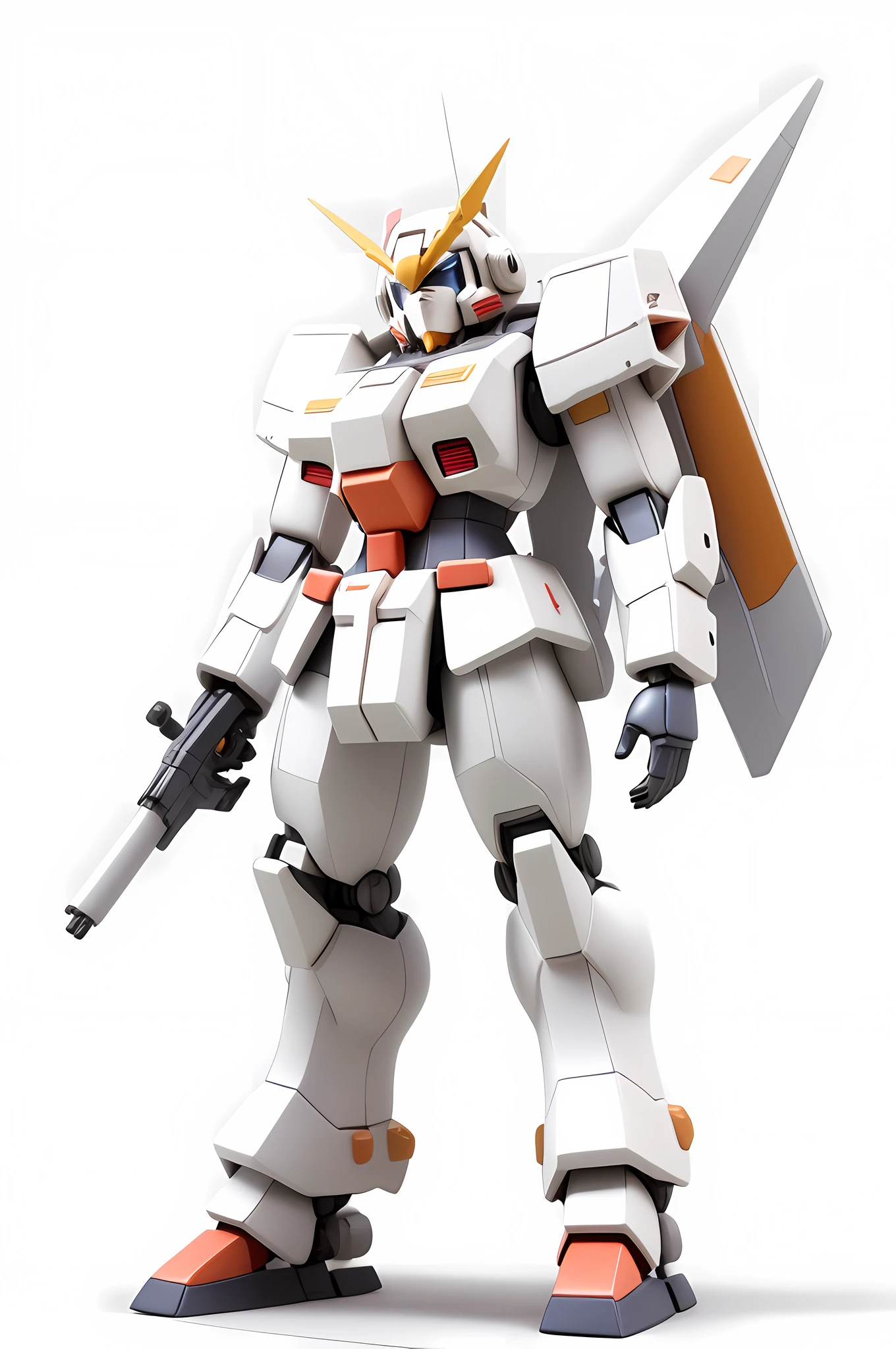 Gundam Warrior, Mecha, Blind Box Style, 3D stereoscopic rendering, big head and small body, HD, white background.