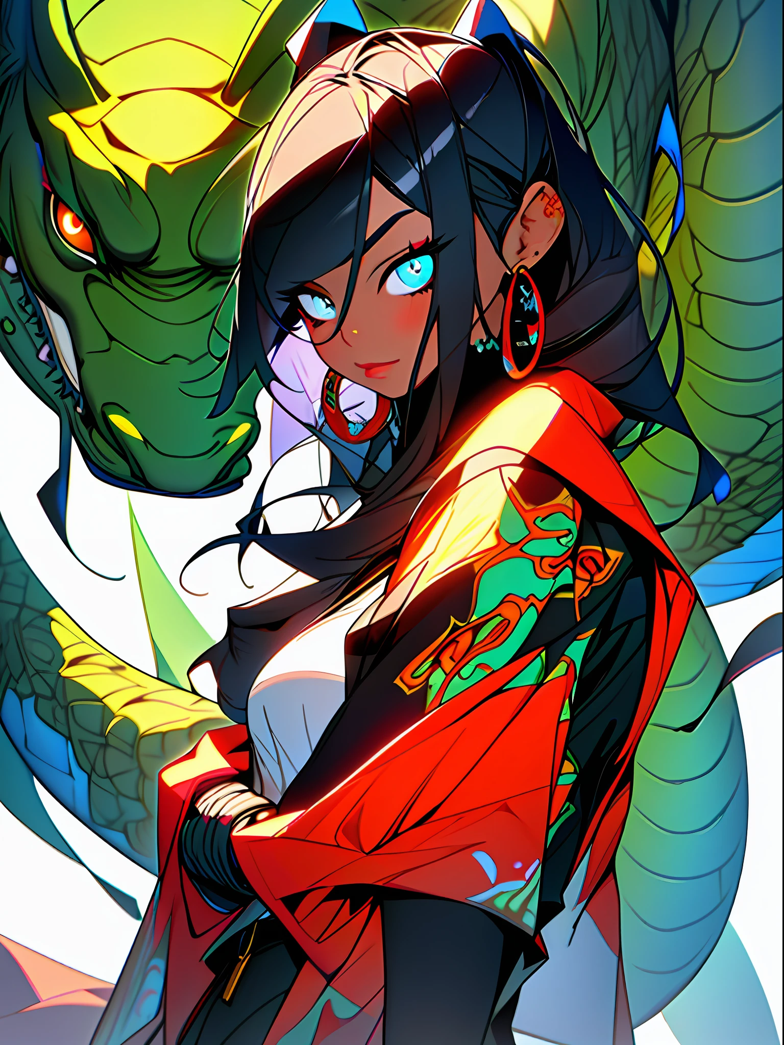 3girls, excellent lighting, sidelighting, (curvy: 1.2), vhsKeeper, background, mixed-language_text, Japanese letters in graffit, perfect GUILTY GEAR -STRIVE style, image of full-body women fighting alongside you with powerful dragons versus alien creature full of tentacles, with immersive effects, hover effect, background style graffiti tribal tattoo with vibrant colors "ultra HDR" detailed and with focus effect,  (masterpiece: 1.2, best quality), (finely detailed beautiful eyes: 1.2), , ((Solo)), (Finely detailed eyes and detailed face with long eyelashes:1.3), in various full-body attack poses, (beautiful and graffiti background: 1.2),futuristic costume, Super detailed circular metals Clinging to arms and pants, fantastic paintings (flat color: 1.3), (magazine_cover: 1.4), (multicolored_background: 1.3), striped_background,  card_background, mixed:: comix style by joe madureira :: , perfect and detailed, ultra detailed shirt with abstract design, with Japanese letter print in graffit on the sides of the dress,