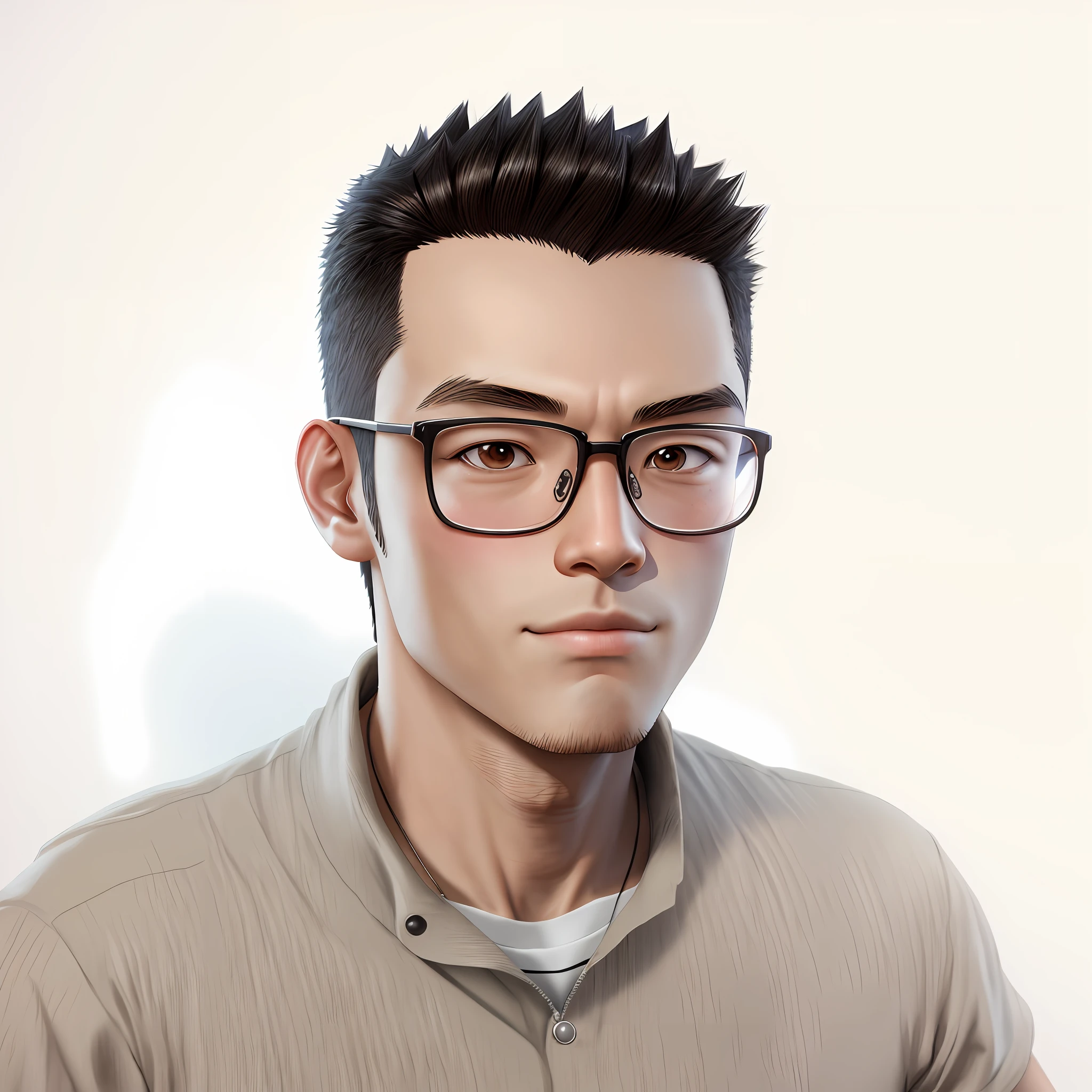There is a cartoon image of a boy with glasses, kawaii realistic portrait, realistic anime 3D style, Guvez style artwork, avatar image, Eiichiro Oda, anime style 3D, Akihiko Yoshida Unreal Engine, Maya Takamura, Guwiz