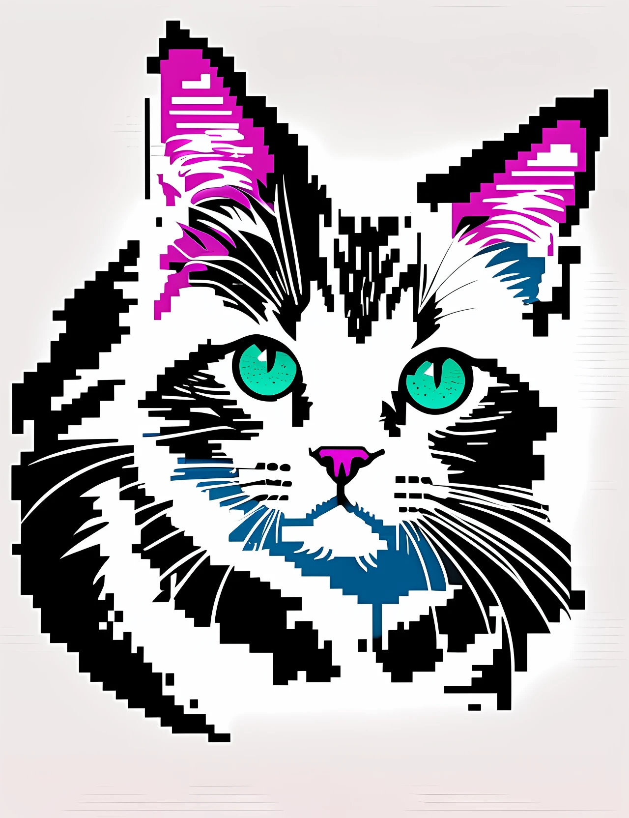 cat mini pixel art, (logo, badge, vector-art) (on a white background:1.4) as a t-shirt logo in the style of art Style, 3, from: -1x-1, 0.6 Leonardo Diffusion --auto --s2