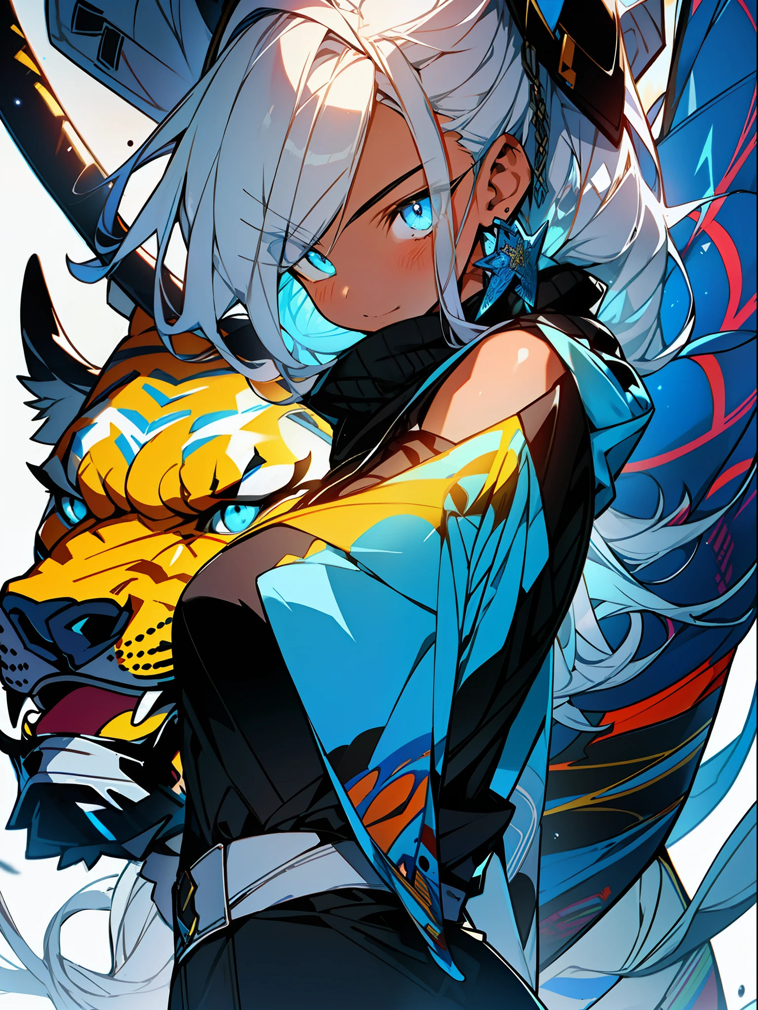 3girls, excellent lighting, sidelighting, (curvy: 1.2), vhsKeeper, background, mixed-language_text, Japanese graffiti letters, GUILTY GEAR -STRIVE style perfect(flat color: 1.3), (magazine_cover: 1.4), (multicolored_background: 1.3), striped_background, card_background, mixed-language_text, :: comix style by joe madureira :: , perfect and detailed, ultra detailed shirt with abstract design, with Japanese graffit letter print on the sides of the dress, image of full-body women fighting alongside you with powerful dragons versus alien creature full of tentacles, with immersive effects, hover effect, background graffiti style tribal tattoo with vibrant colors "ultra hdr" detailed and with focus effect, (masterpiece: 1.2, best quality), (beautiful eyes finely detailed: 1.2), , ((Solo)), (Blue eyes:1.4), (Finely detailed eyes and detailed face with long eyelashes:1.3), in various full-body attack poses, (beautiful and clear background: 1.2),futuristic costume, super detailed circular metals Clinging to the arms and pants, fantastic paintings