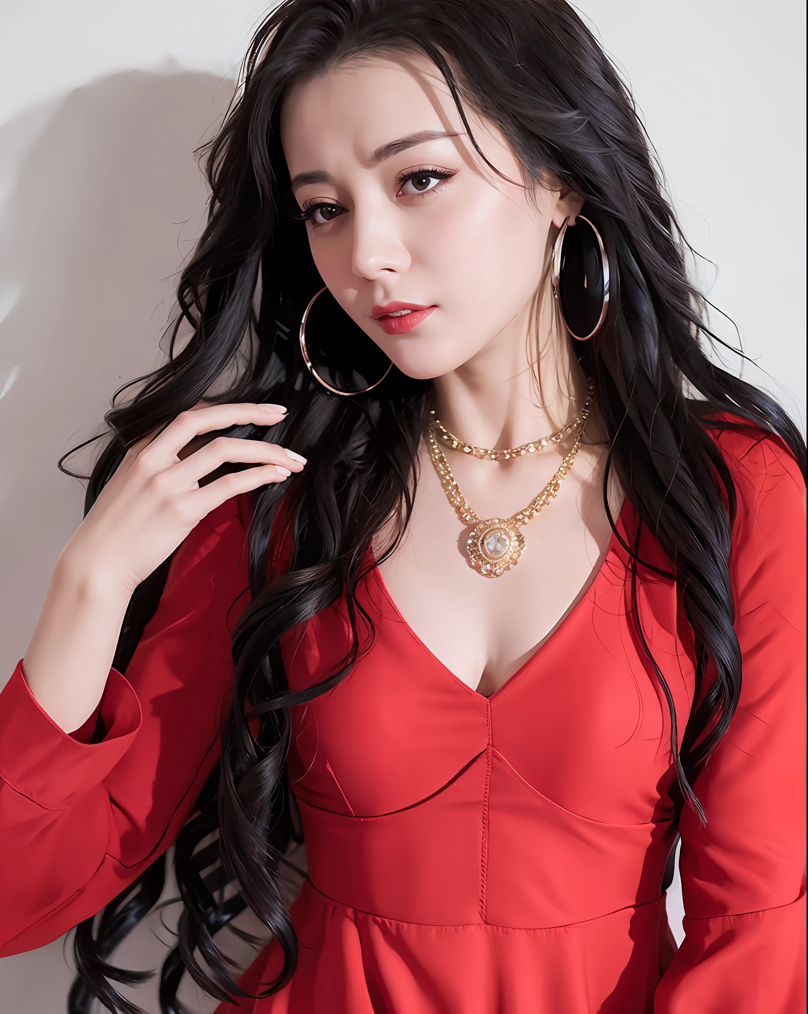 1girl, reba, solo, earrings, jewelry, long_hair, upper_body,