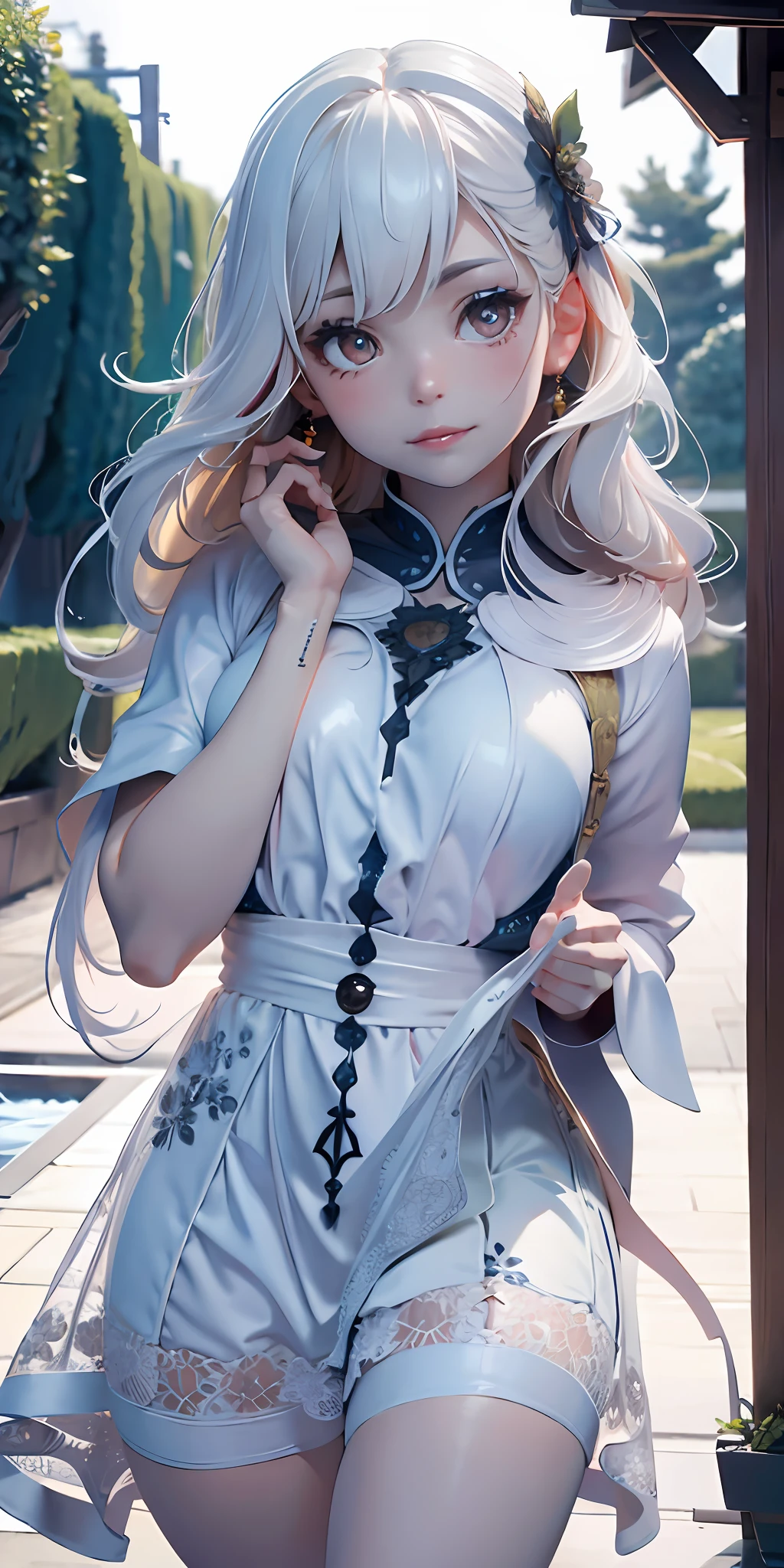 (RAW photo, best quality), (realistic, photo-realistic:1.3),best quality,highly detailed,masterpiece,ultra-detailed, 1girl, transparent silk china dress, cotton robe, hair ornament, smile, closed mouth,lips, dress,hair ornament, necklace, jewelry, chinese clothes, long hair, earrings, detailed beautiful eyes,detailed eyelash, Beautiful face,photorealistic, rim lighting, two tone lighting,(high detailed skin:1.2), dslr, soft lighting, high quality, volumetric lighting, candid, Photograph, high resolution, 4k, 8k, Bokeh, in garden, falling snow, winter