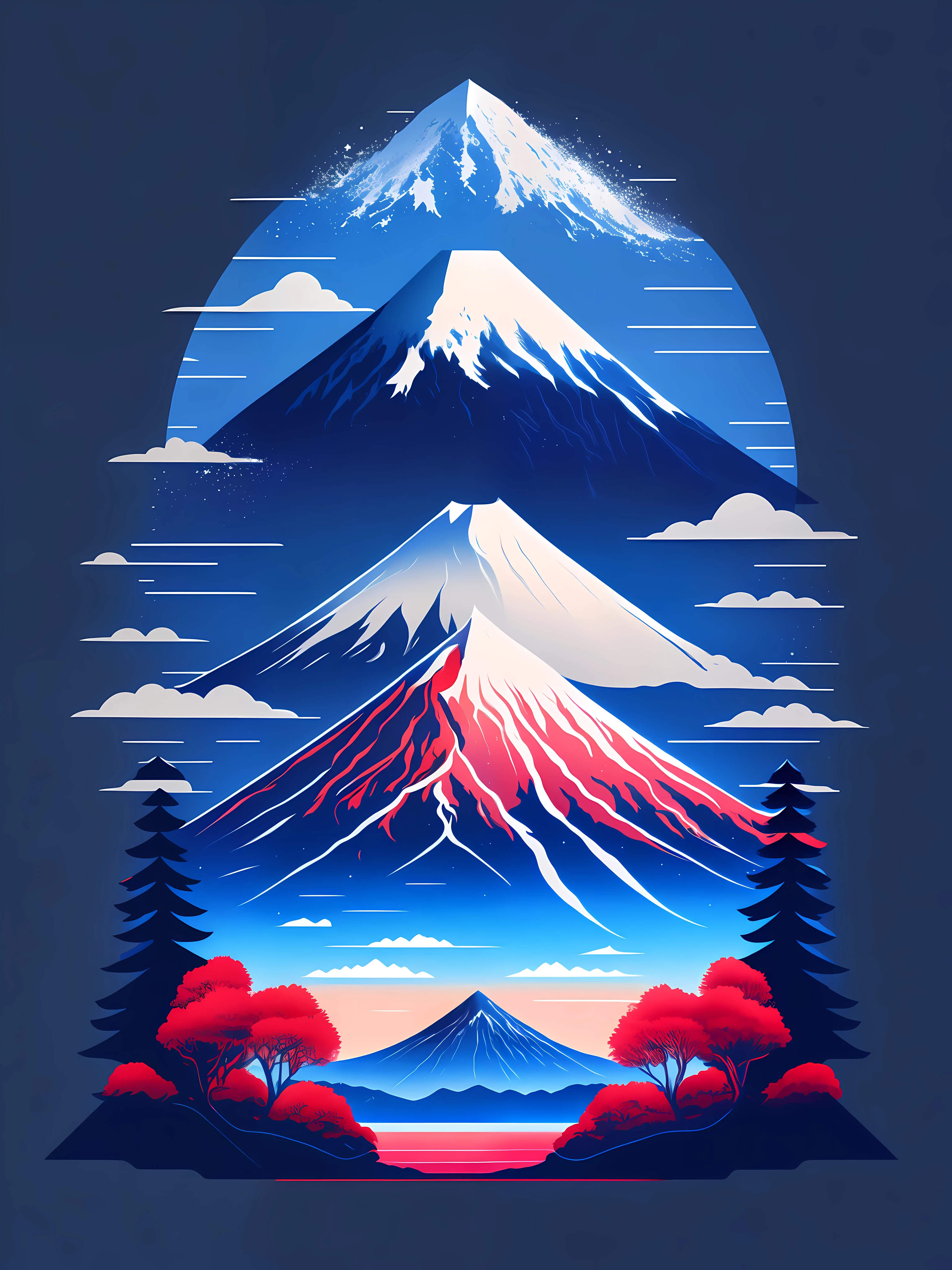 Mount fuji, t-shirt design, rzminjourney, vector art