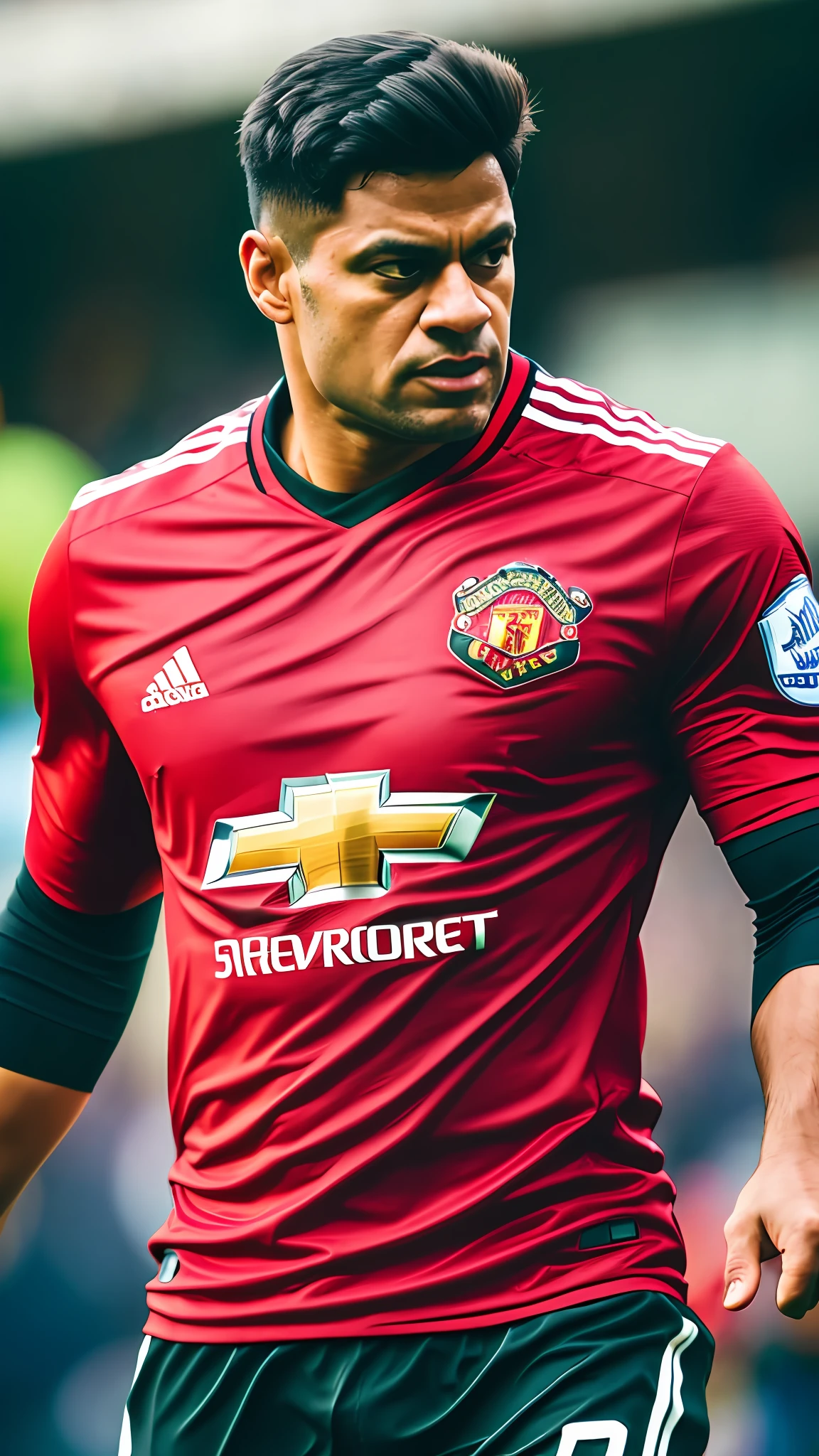 Hulk wearing Manchester United Jersey, Street photography, super Details, 8K , dslr --auto --s2