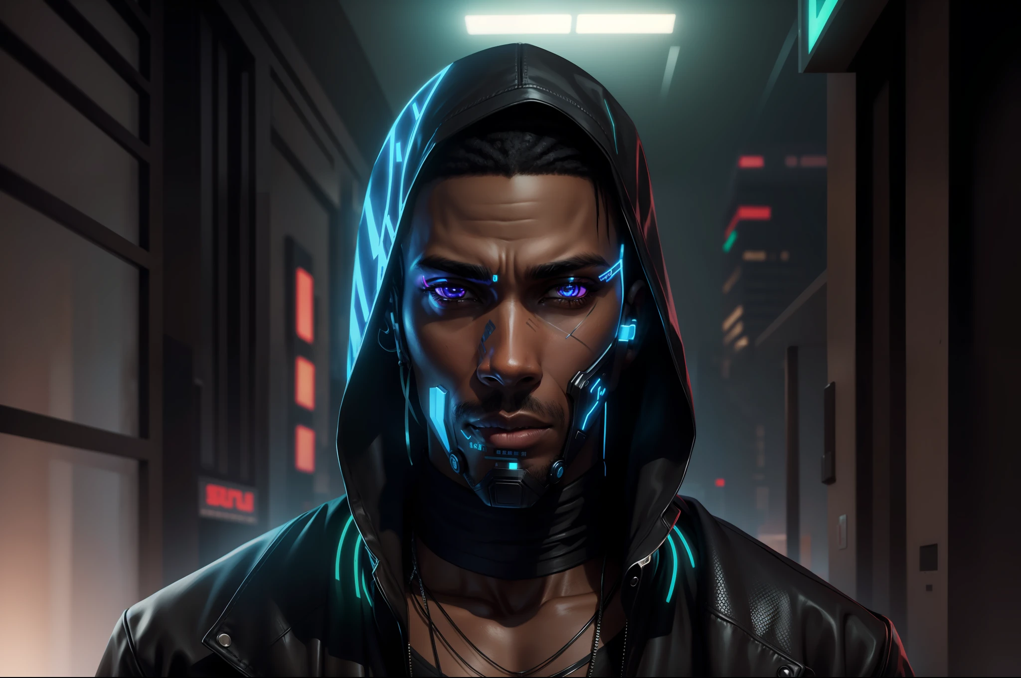 black man wearing a cyberpunk outfit